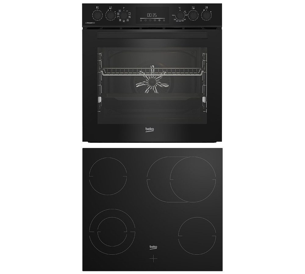 BEKO Elektro-Herd-Set BBUMA1132B, mit 1-fach-Teleskopauszug, Knusprige Ergebnisse mit wenig Fett mit der AirFry-Funktion