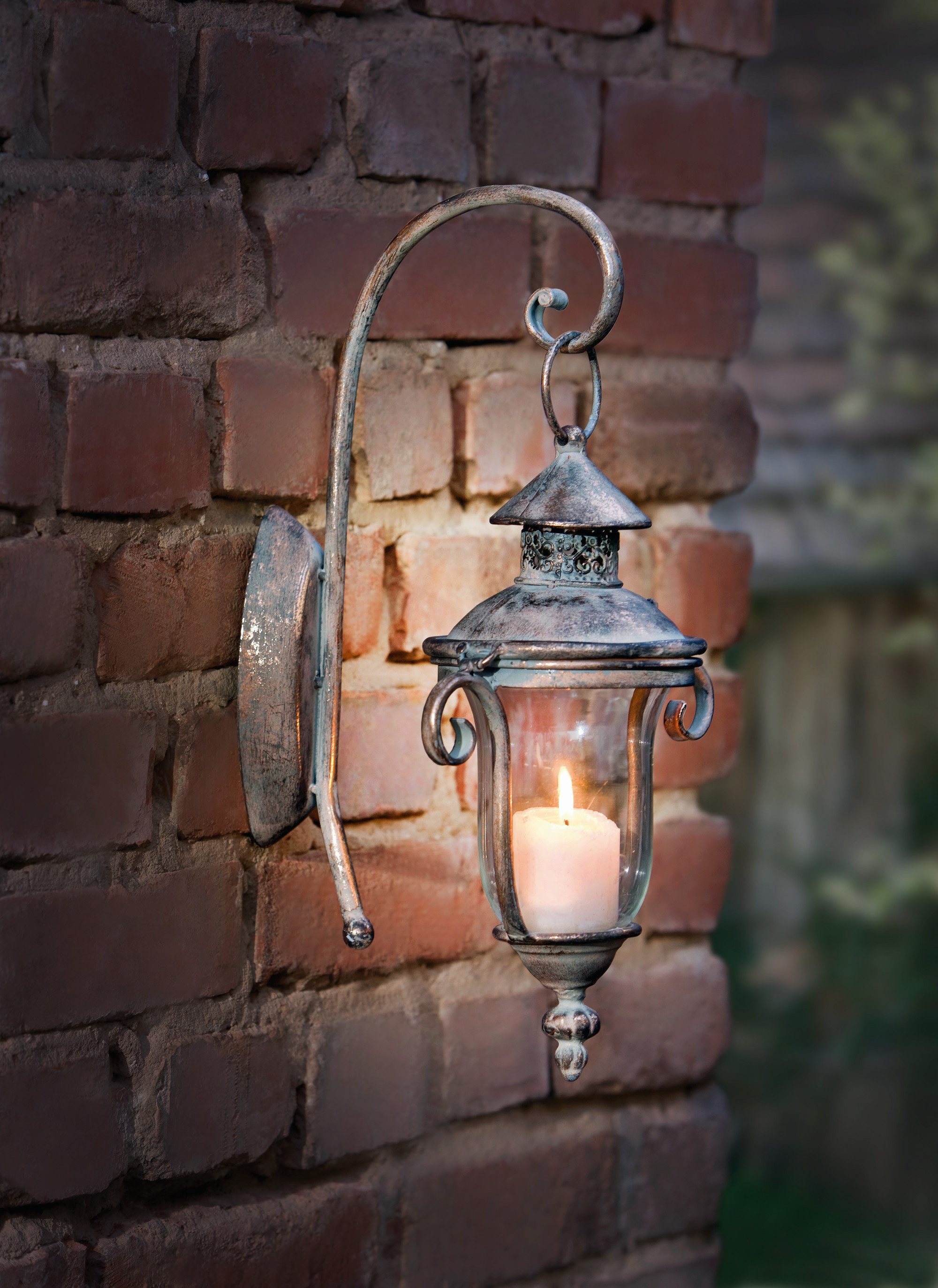 Frank Flechtwaren Wandkerzenhalter, Wandlaterne Shabby-Grey günstig online kaufen