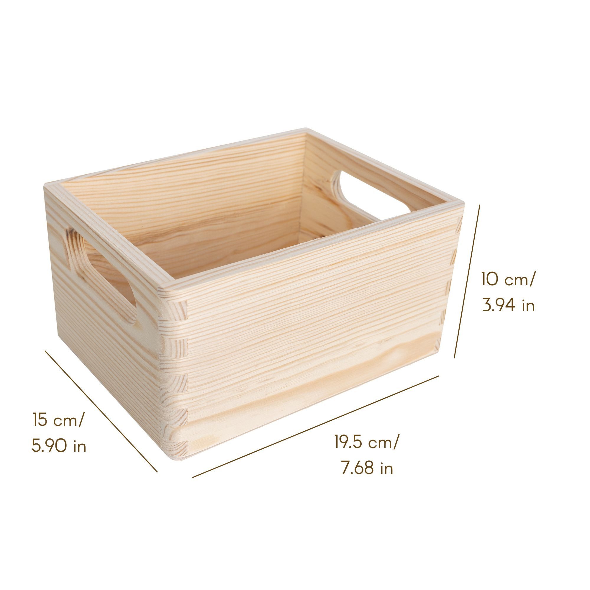 Creative Deco Holzkiste Holzkiste mit Griffen Obstkiste Korb, 19,5 x 15 x 10 cm (1cm), Für Dokumente Wertsachen Spielzeuge Werkzeuge