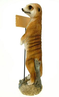 Kremers Schatzkiste Gartenfigur Erdmännchen Willkommenschild Figur Gartenfigur 37cm Meercat Tierfigur