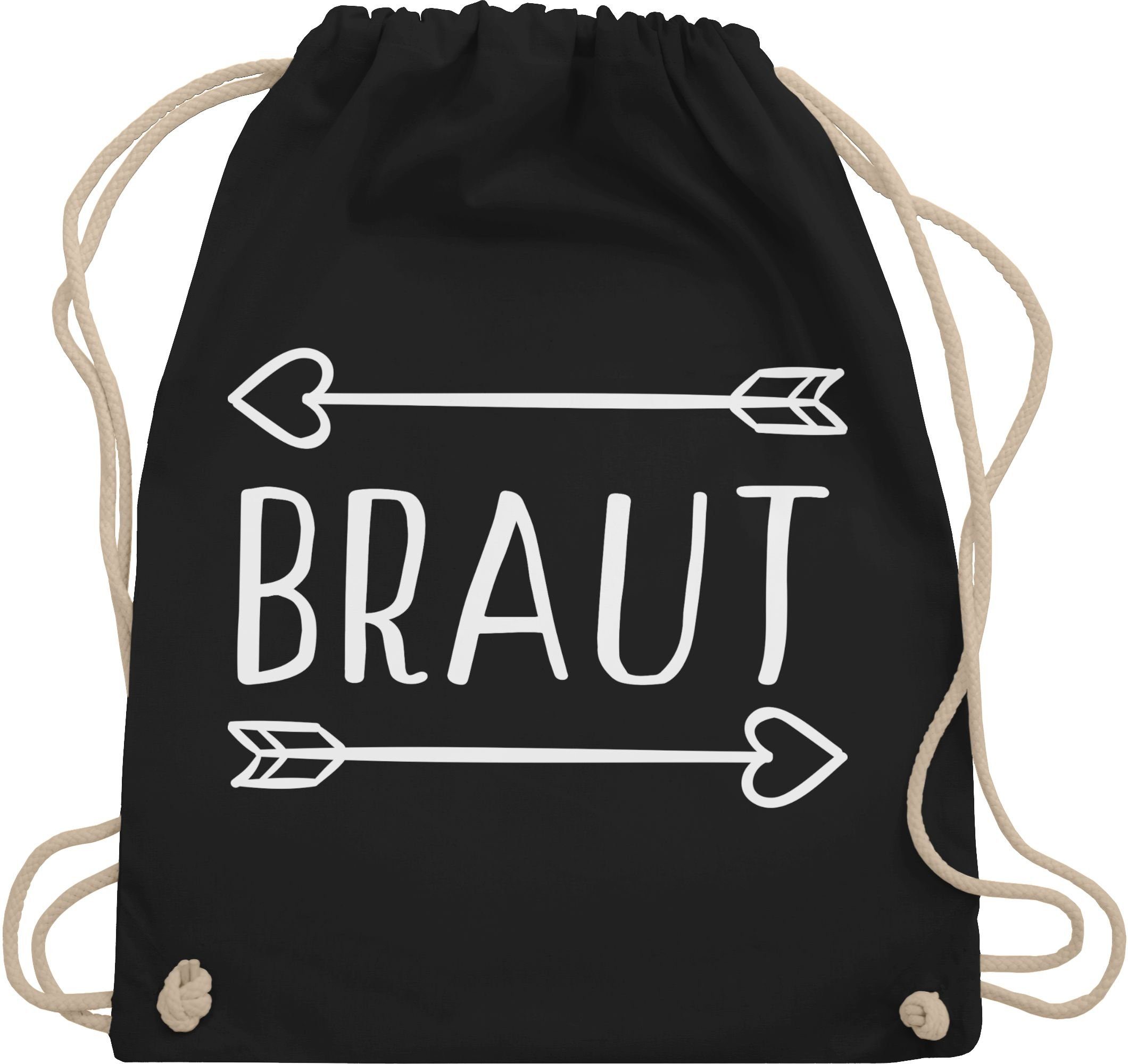 Shirtracer Turnbeutel Braut Pfeile, JGA Junggesellenabschied Frauen 02 Schwarz | Canvas-Taschen