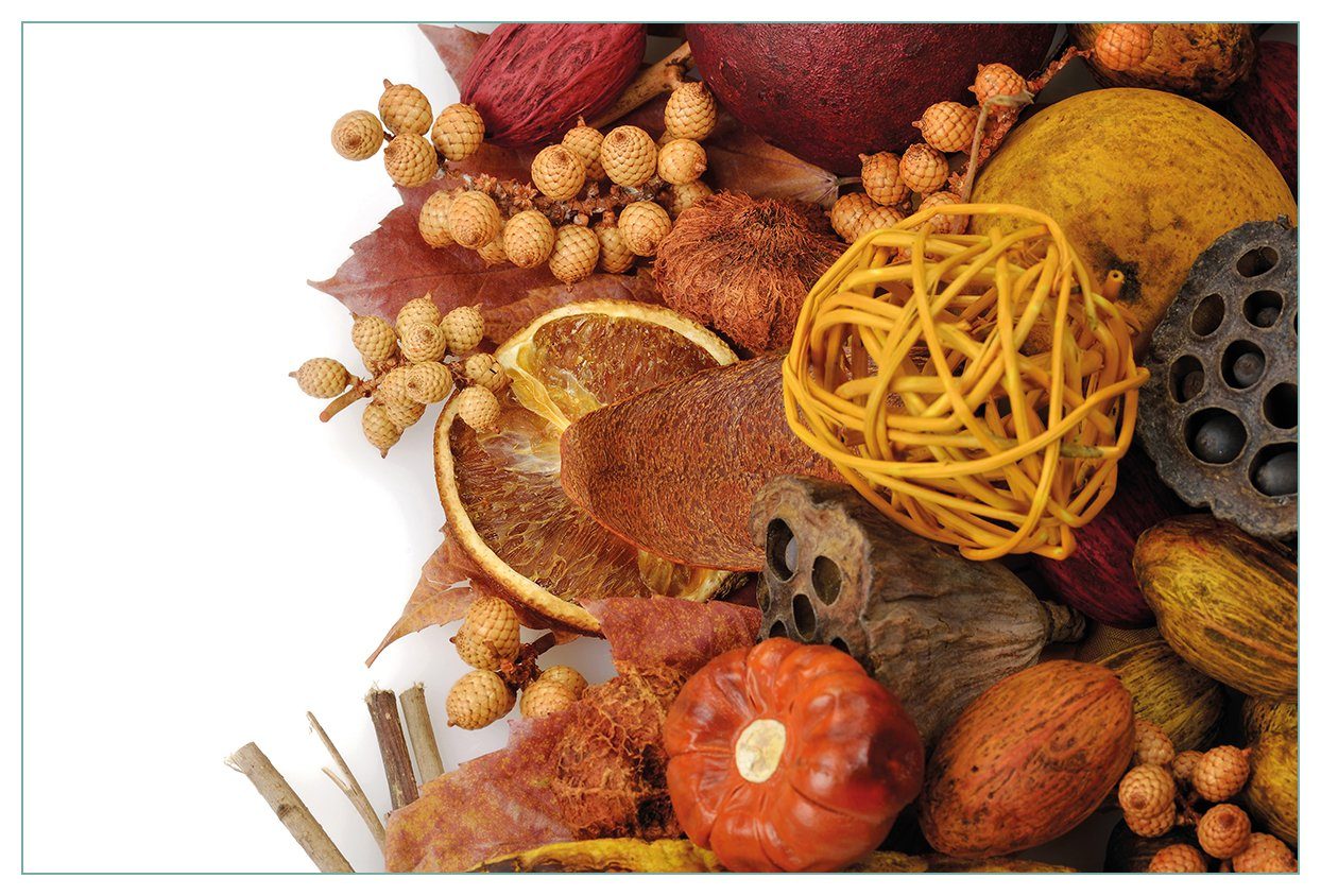 Wallario Küchenrückwand Herbststimmung - Trockenfrüchte, Nüsse und Samen - Herbstdeko, (1-tlg)
