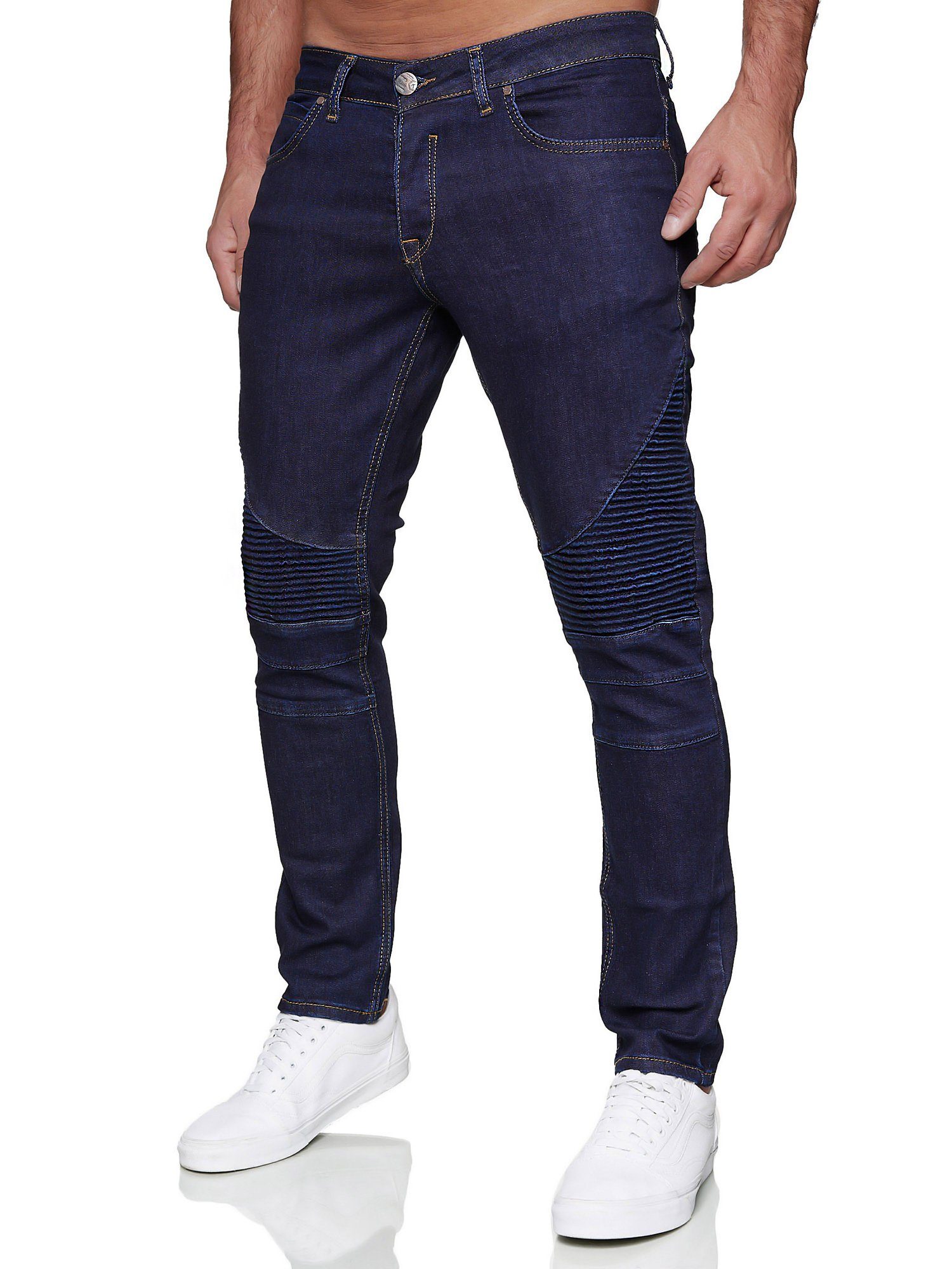 Tazzio Slim-fit-Jeans 16517 in cooler Biker-Optik dunkelblau