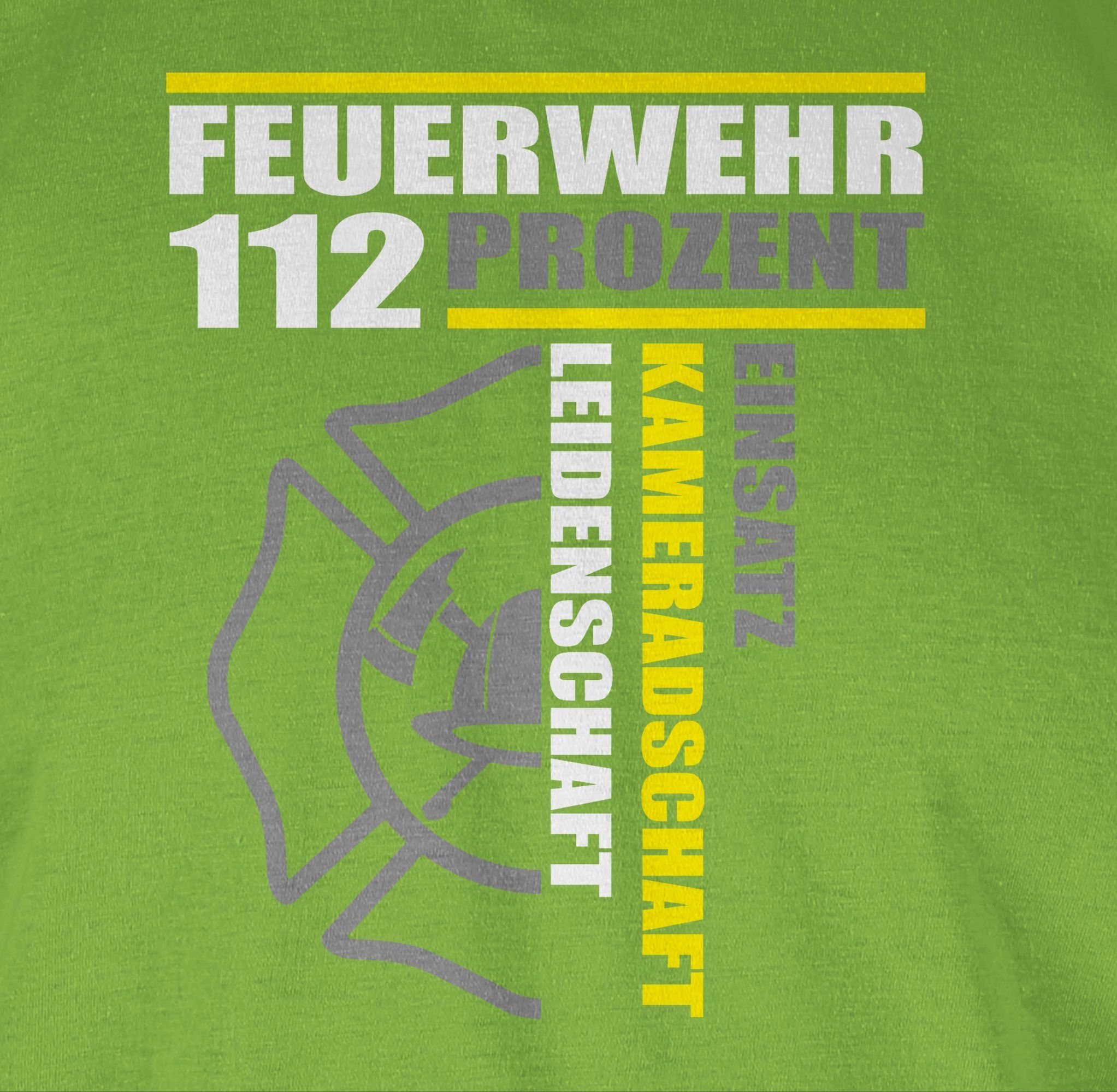 T-Shirt 112 Kameradschaft Leidenschaft - Freiwilli Shirtracer Einsatz - Feuerwehr Prozent 03 Hellgrün Feuerwehr