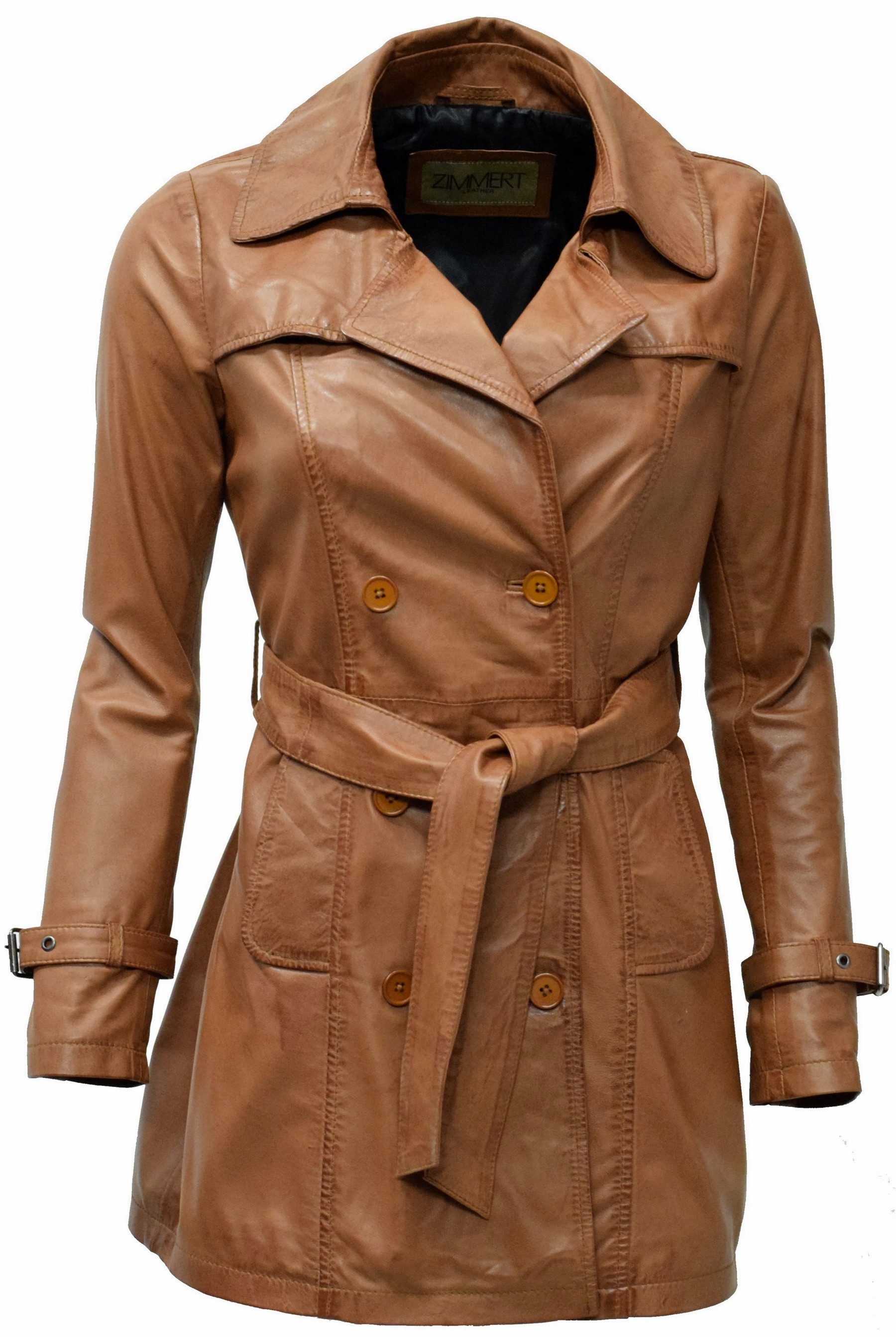 Zimmert Leather Ledermantel Anna Trenchcoat Washed günstig online kaufen