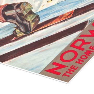 Posterlounge Poster Vintage Ski Collection, Norwegen (englisch), Vintage Illustration