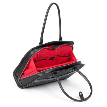 SOCHA Laptoptasche Black Diamond 14 Zoll schwarz (elegantes Design, für Damen, gesteppt), herausnehmbares Laptopfach - extra leicht - zwei Geheimfächer