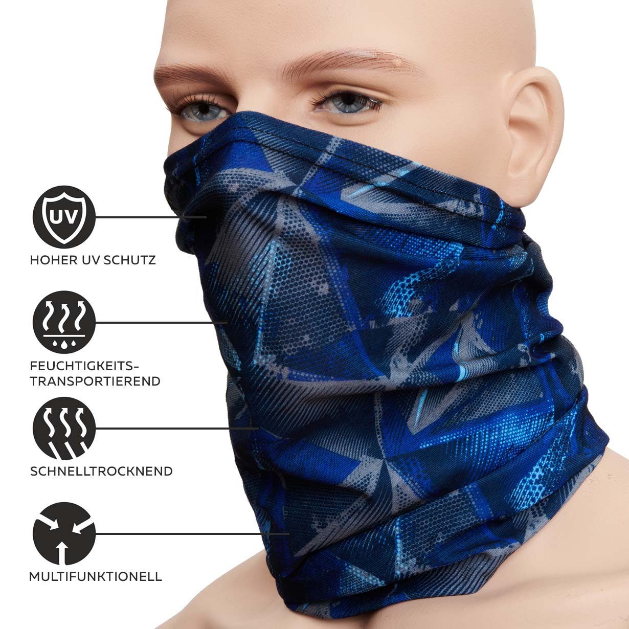 Halstuch, Hilltop - Multifunktionstuch Kopftuch, Netz Schal, Herren schwarz und Sporttuch, Damen blau Schlauchtuch,
