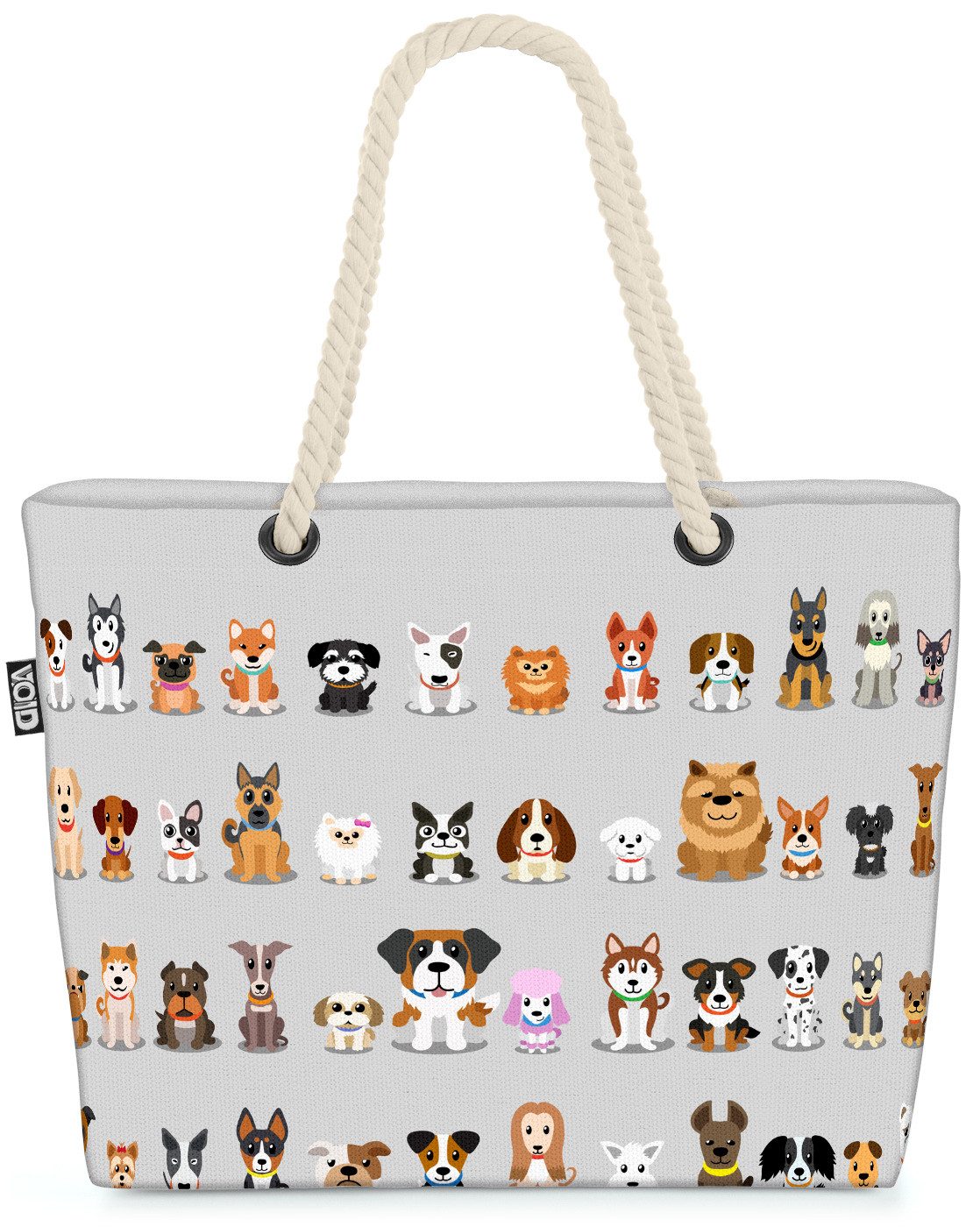 VOID Strandtasche (1-tlg), Hundewelpen Gang grau Beach Bag Hunde Hündchen Welpen Haustier Tiere