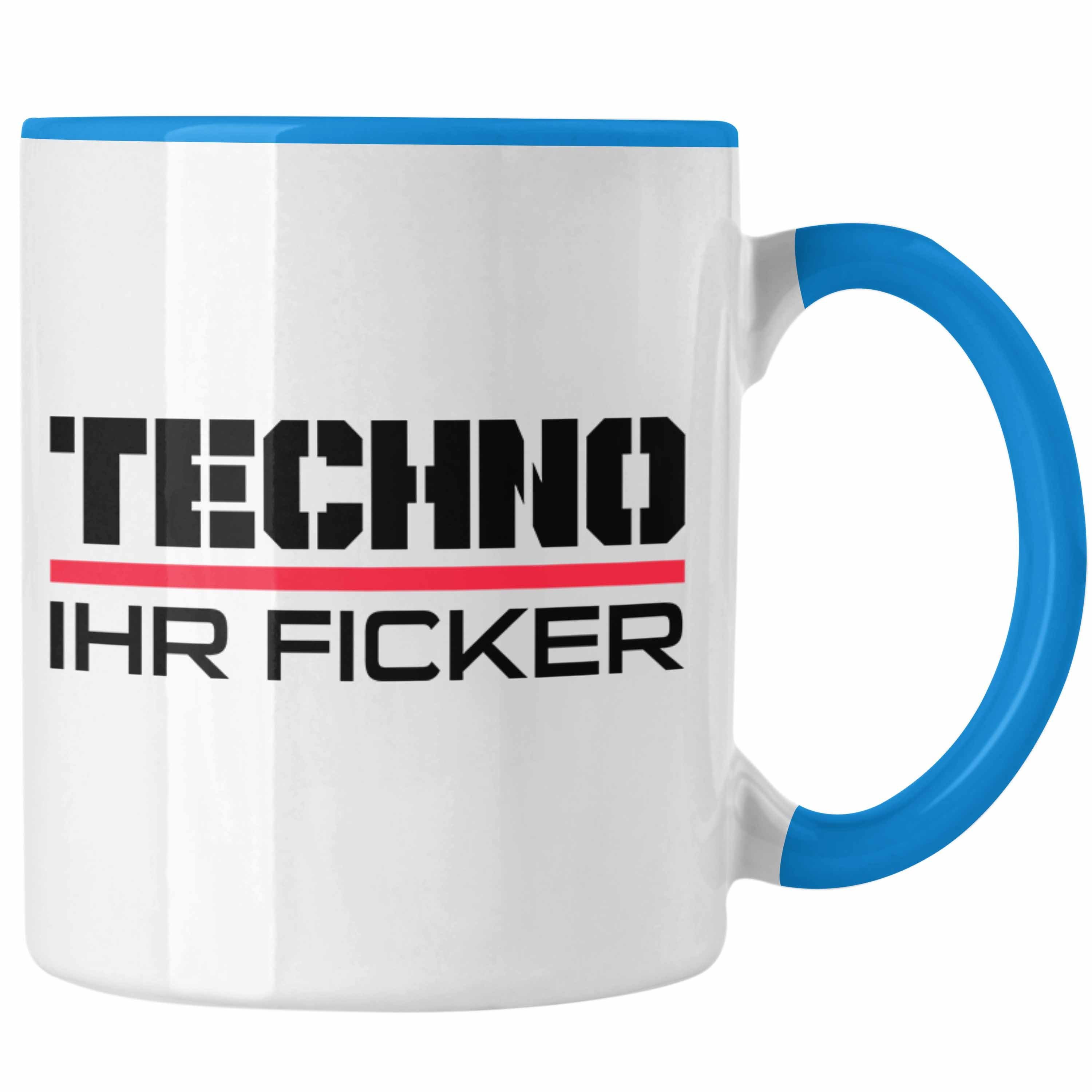 Tasse Fans Tekk Raven - Blau HardTekk Ihr F**** Techno Trendation Techno Tasse Trendation Geschenk