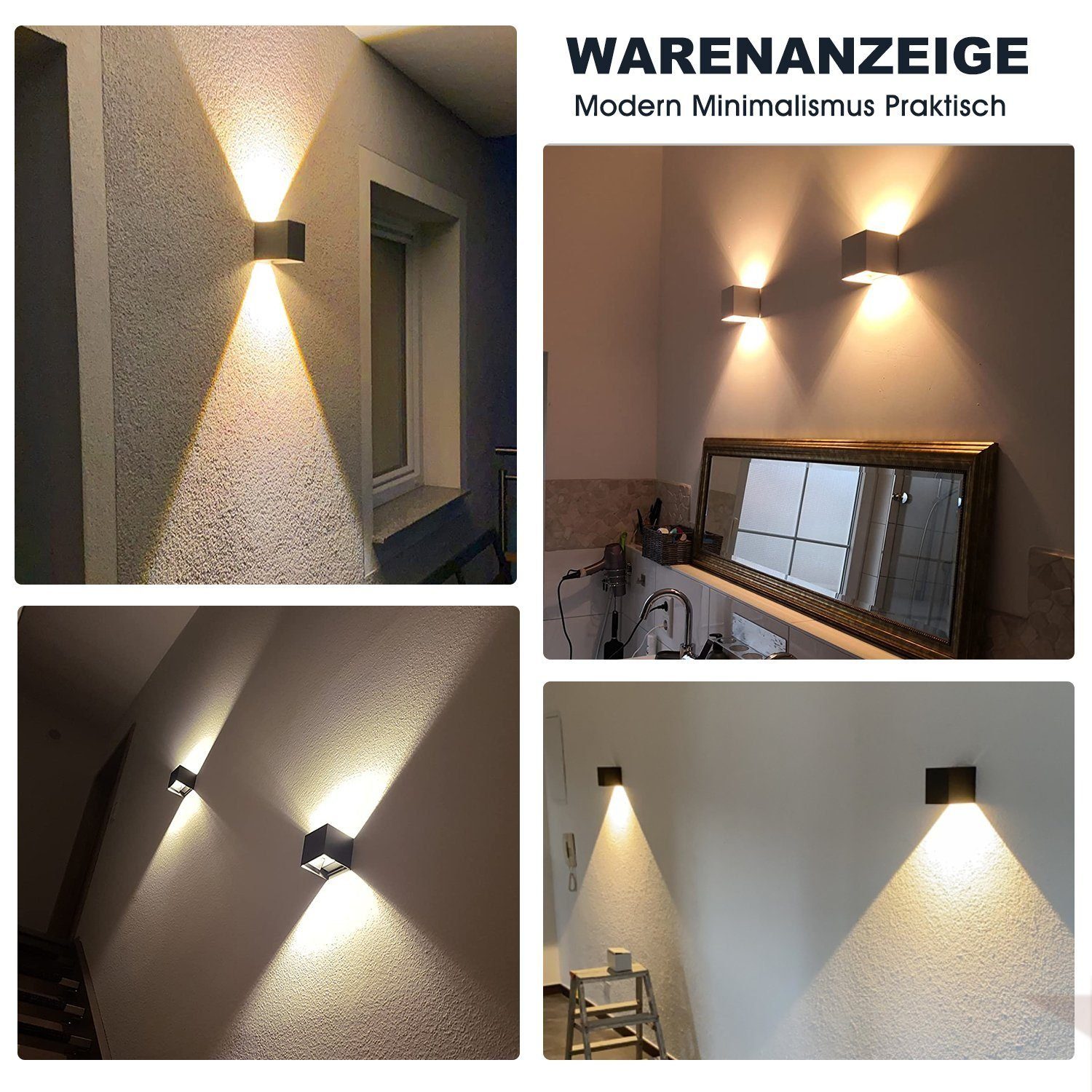 Wandleuchte ohne LED Wandleuchte Wandbeleuchtung Bewegungsmelder Aussen 1 Mit LETGOSPT fest LED integriert, Stücke Warmweiß, Einstellbar Abstrahlwinkel Wandlampe, 10W, LED Abstrahlwinkel Einstellbarer