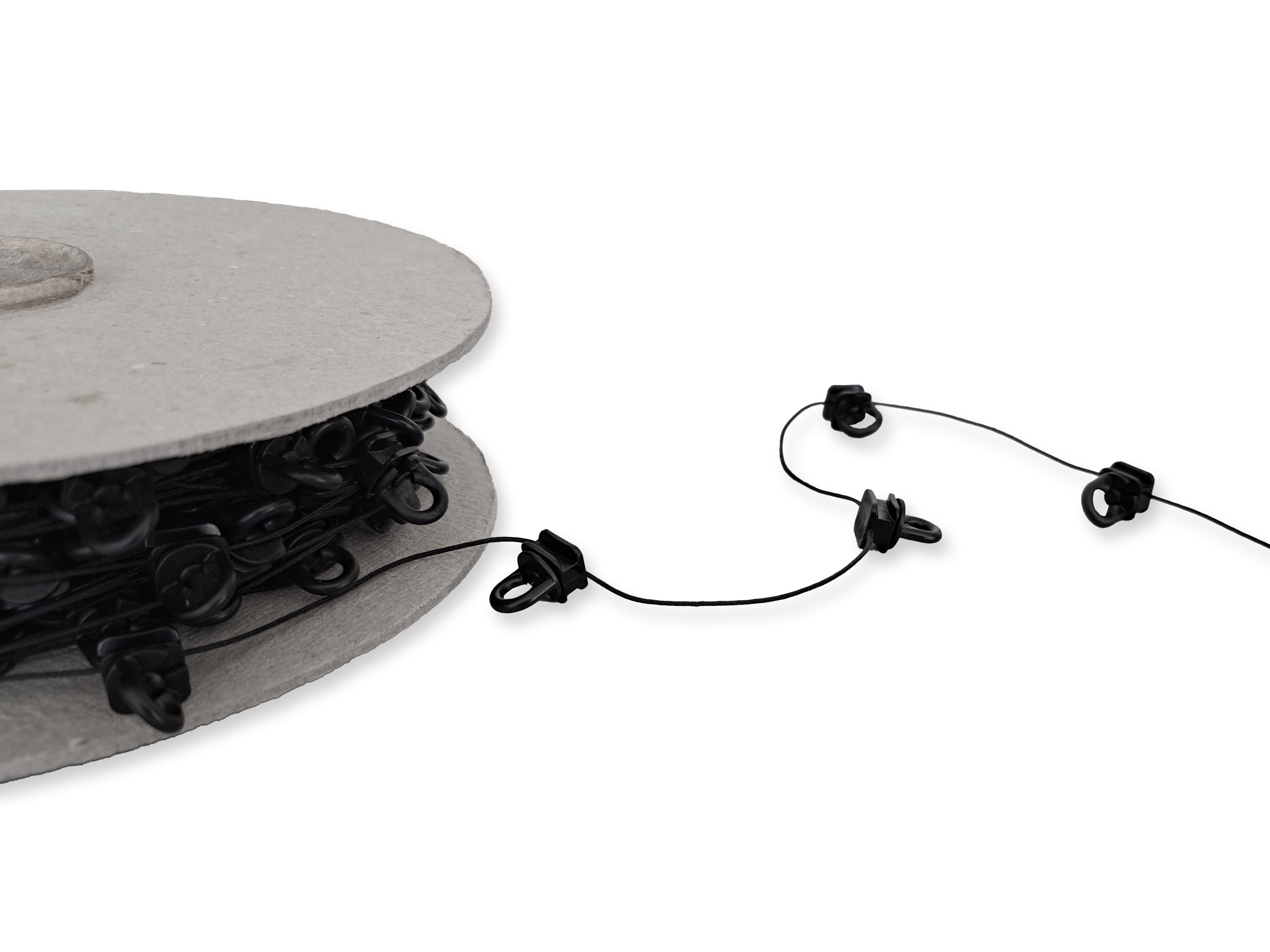 dekondo Gardinengleiter Gleiterkordel, Wellengleiterkordel, Gleiterband, Wave-System, mit 360° drehbaren Ösen, (13 Gleiter pro Meter, Meterware), Gleiterabstand 8 cm, geeignet für Gardinenschienen mit 6mm Laufnut