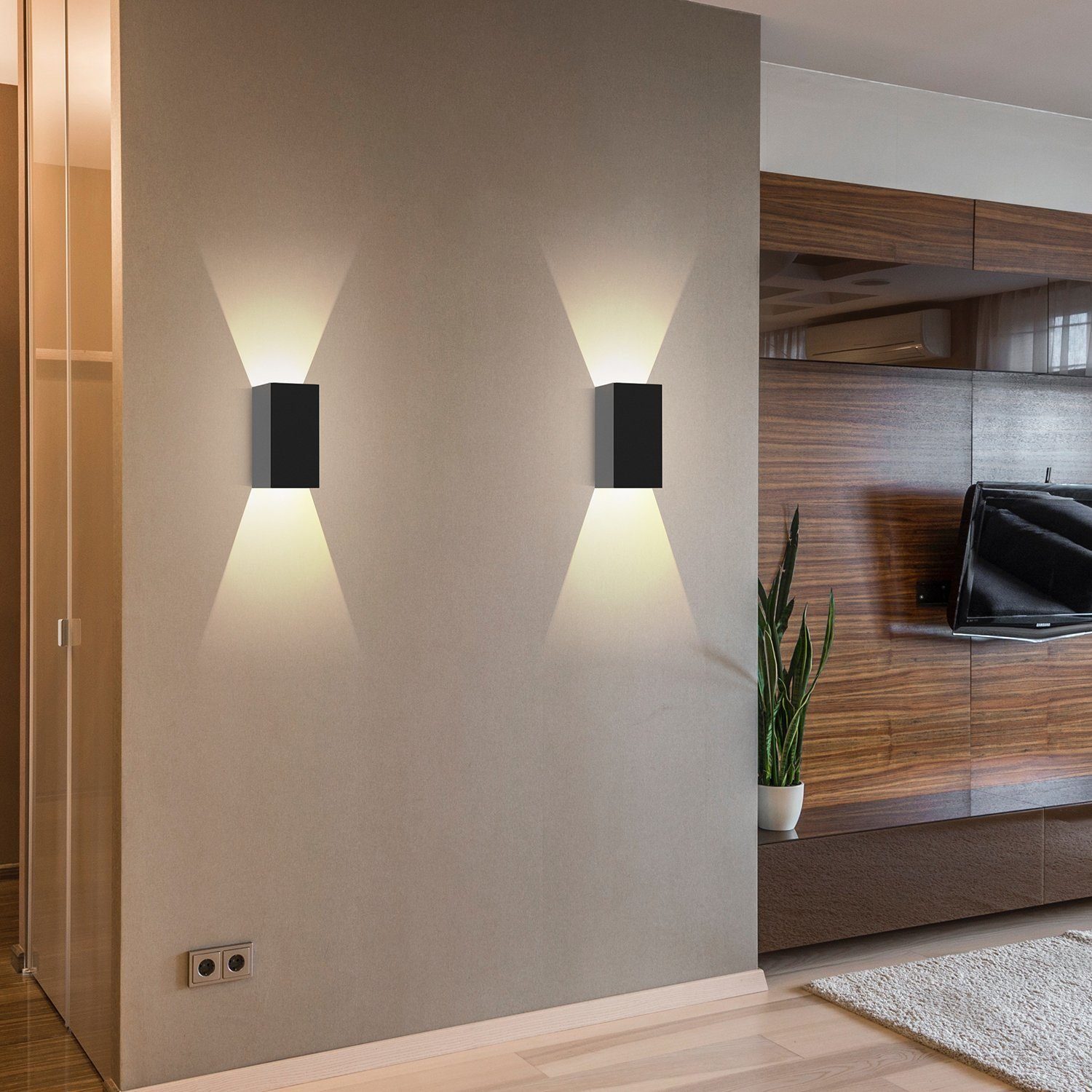 ZMH LED Außen-Wandleuchte Modern Up Down Außen-Wandleuchte Schlafzimmer Flur, LED fest integriert, Warmweiß, Treppenlampe,Flurlampe,Warmweiß,wandlampe aussen – Bild 3 von 5