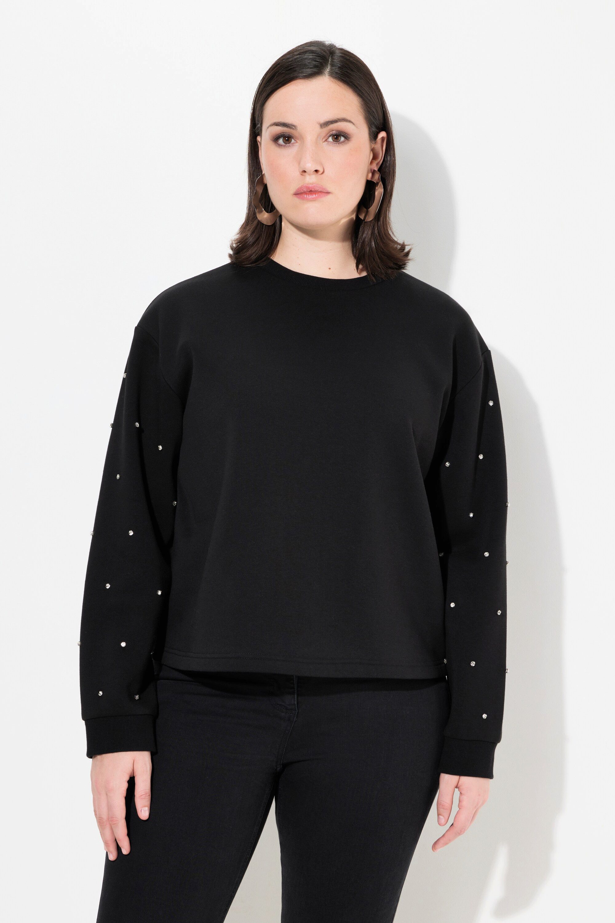 Ulla Popken Sweatshirt Sweatshirt Ziersteine Oversized günstig online kaufen