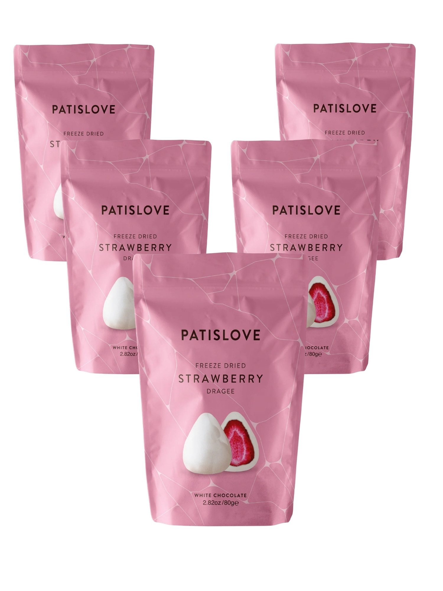 PATISLOVE Schokolade Patislove Gefriergetrocknete Erdbeeren in Weißer Schokolade, 80g, 88% Weiße Schokolade, Ganze gefriergetrocknete Erdbeeren