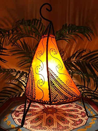 Marrakesch Orient & Mediterran Interior Stehlampe »Hennalampe Kayra 38cm, Marokkanische Leder Vintage Stehlampe Leuchte, Orient Lampen für innen als Stehlicht im Wohnzimmer, Flur für eine Orientalische Dekoration«