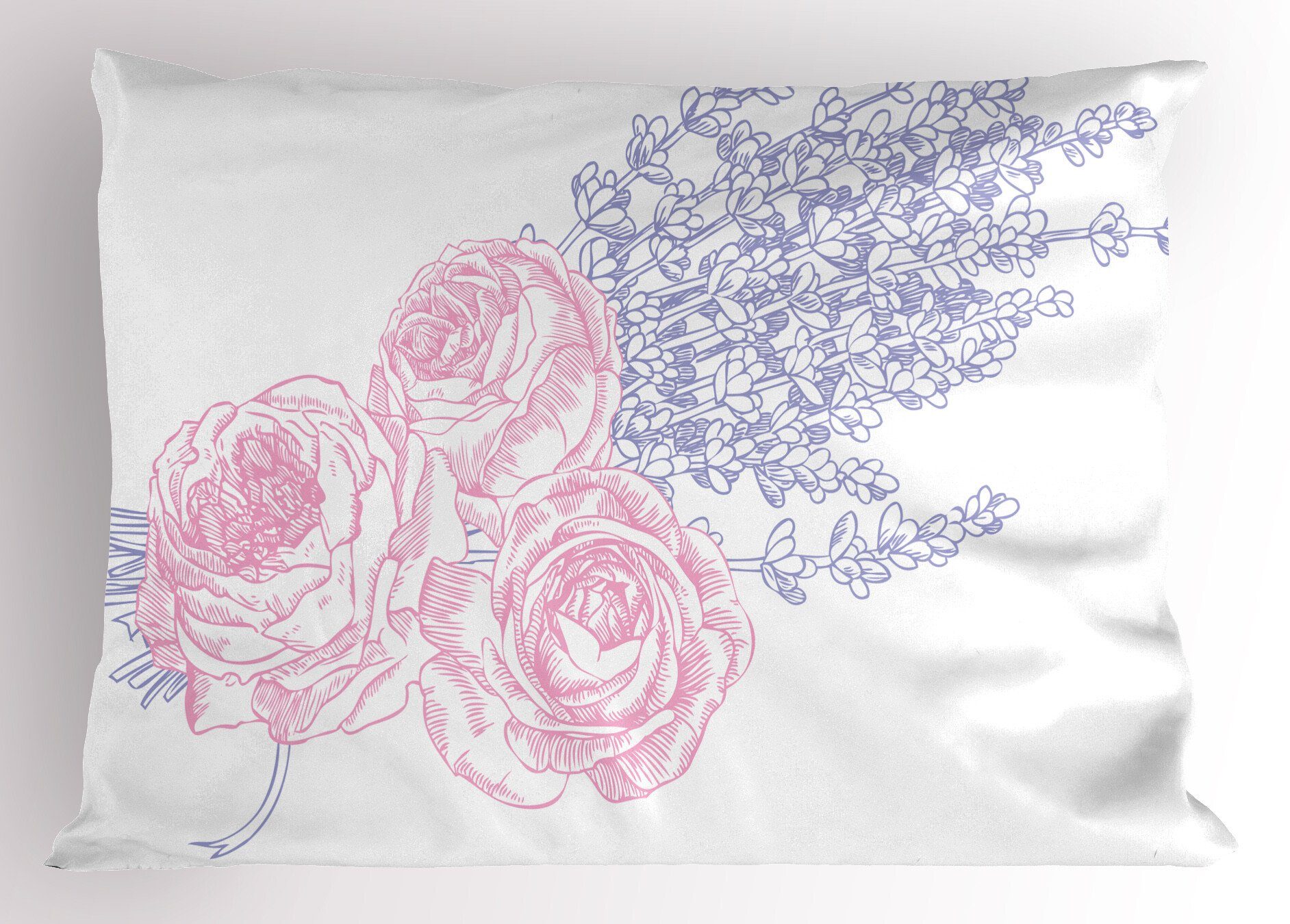 Kissenbezug, Stück), Standard Abakuhaus Dekorativer Kissenbezüge Vintage Gedruckter Lavendel Romantische King Kunst Rose Size (1