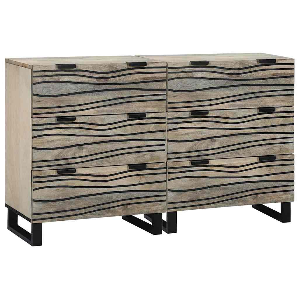 vidaXL Sideboard Серванты 2 pcs Weiß 60 x 33.5 x 75 cm massives holz (2 St)