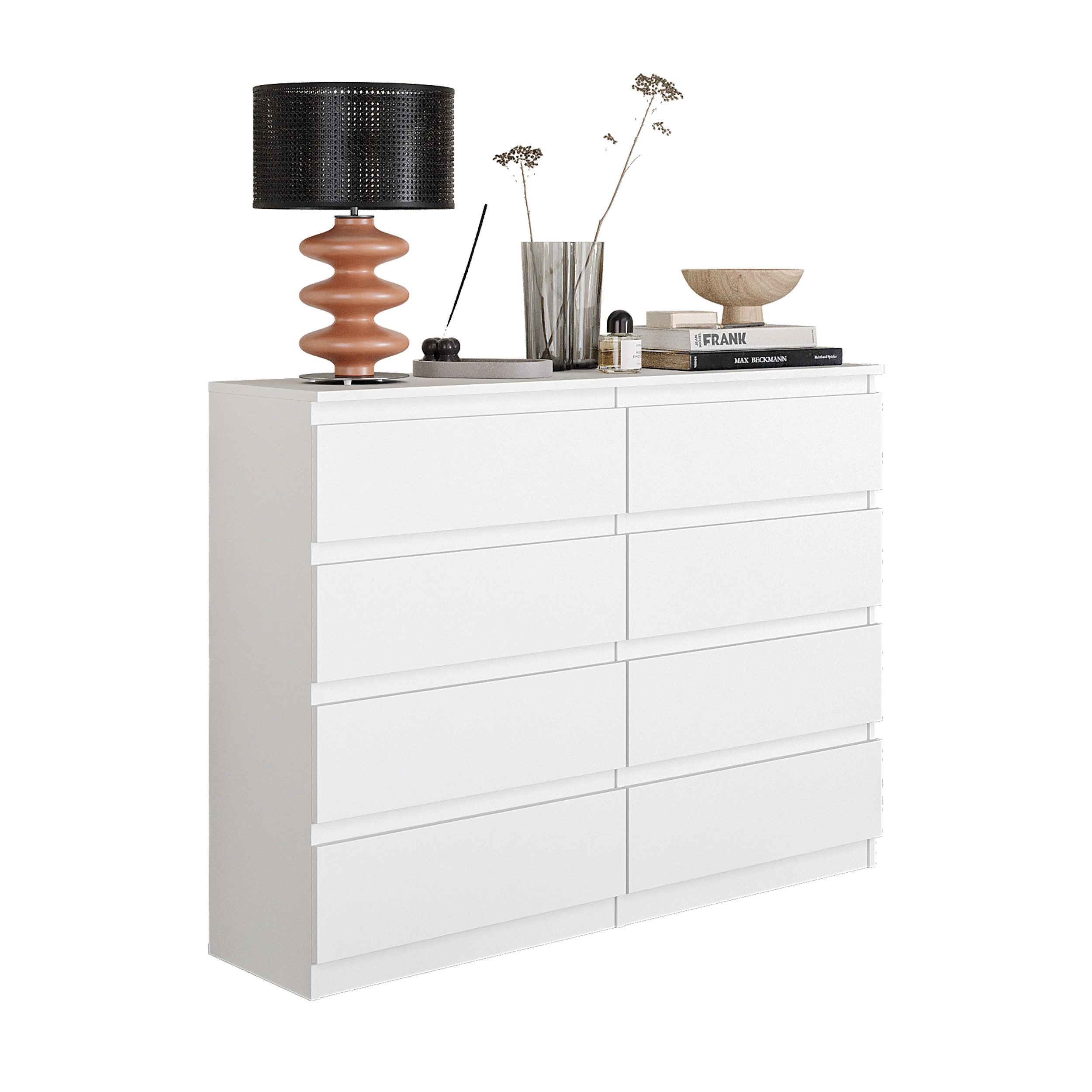 Furnica Kommode Highboard, 8 Schubladen, Sideboard, Breite 120cm Höhe 92cm