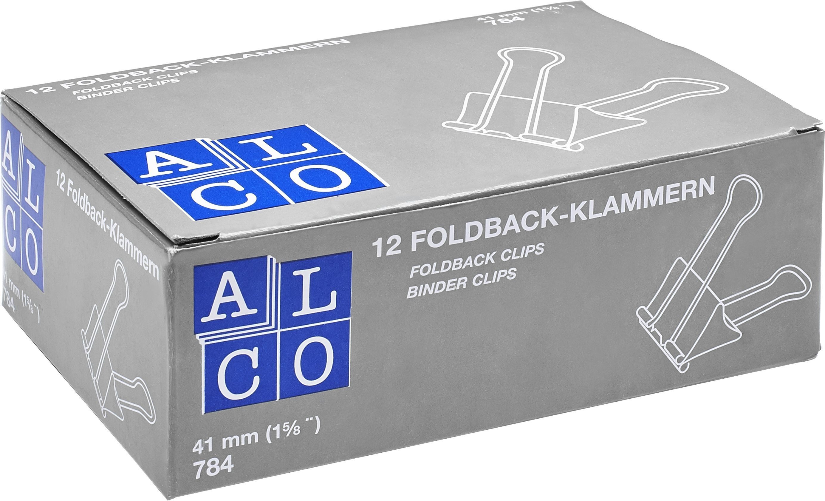 ALCO Büroklammer Foldbackklammer Metall vernickelt 41mm blau VE=12 Stück