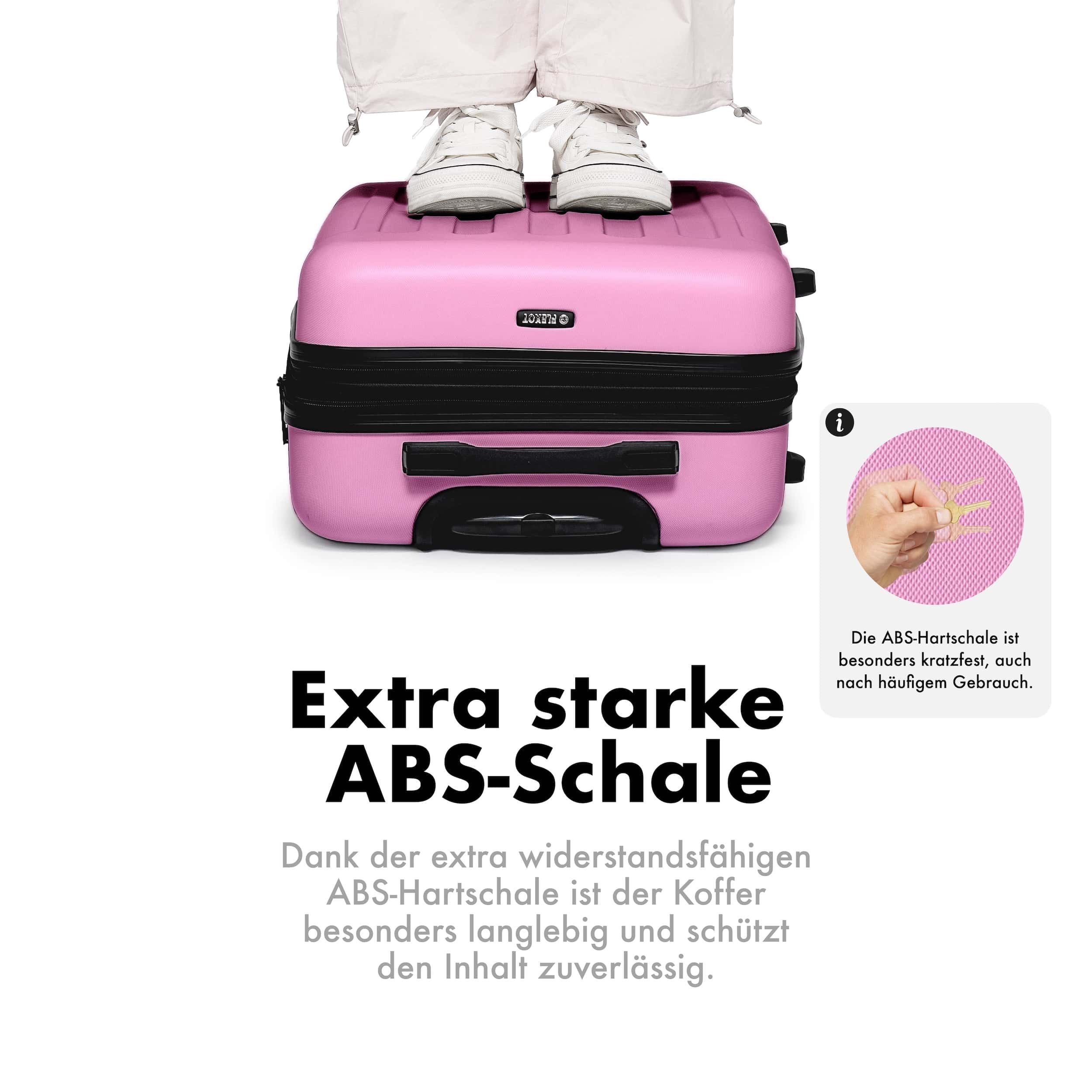 Flexot Hartschalen-Trolley F-3045 (Gr. M, L, XL) – Kofferset – ABS-Hartschale, 4 Rollen, Robuster und moderner Koffer mit vier 360° Rollen und Zahlenschloss – Bild 4 von 5