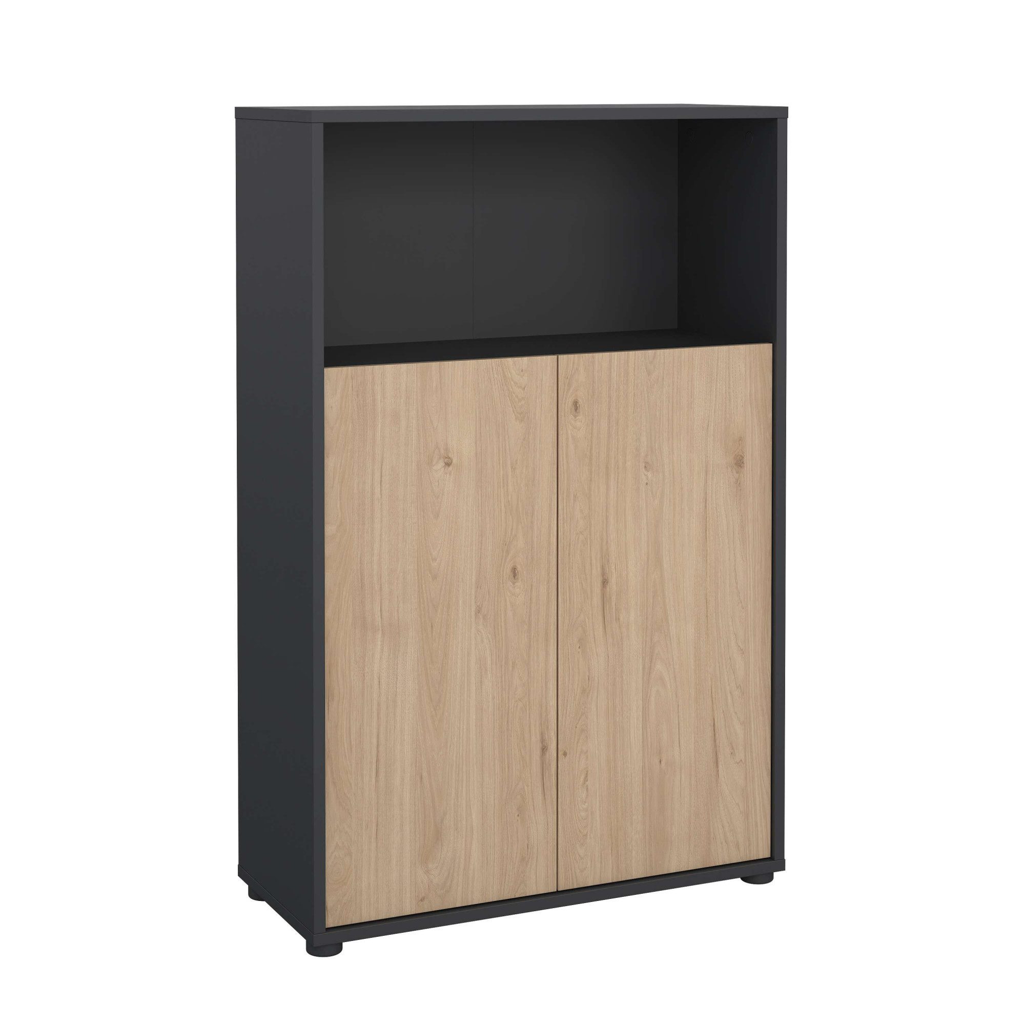 Home affaire Kommode Sign Sideboard mit Ablageregal für Akten, Bücher, mit 2 Türen, dahinter 2 Einlegeböden, Höhe 123 cm, Breite 80 cm