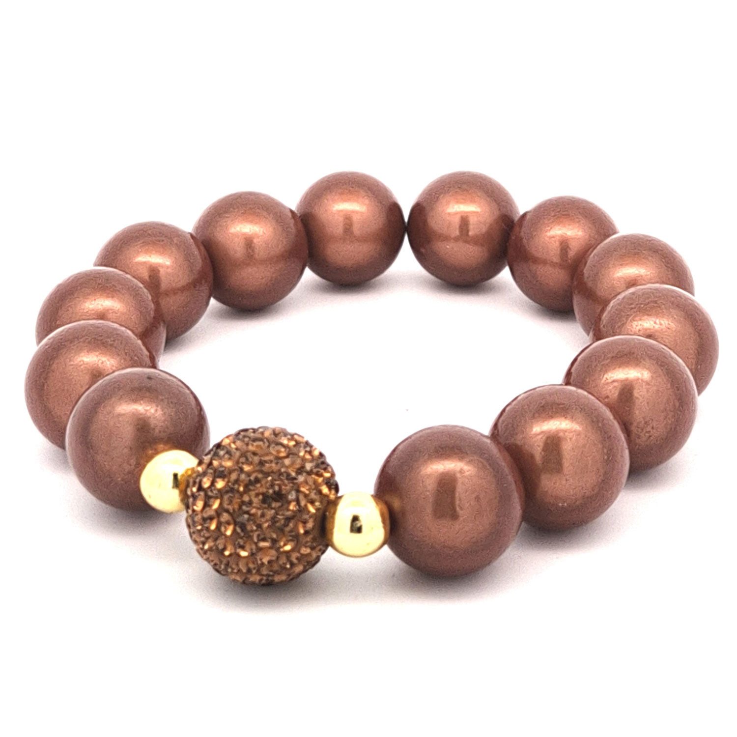 Impala Perlenarmband Glanzvolles 14-mm Perlenarmband mit funkelnder Shamballa-Perle