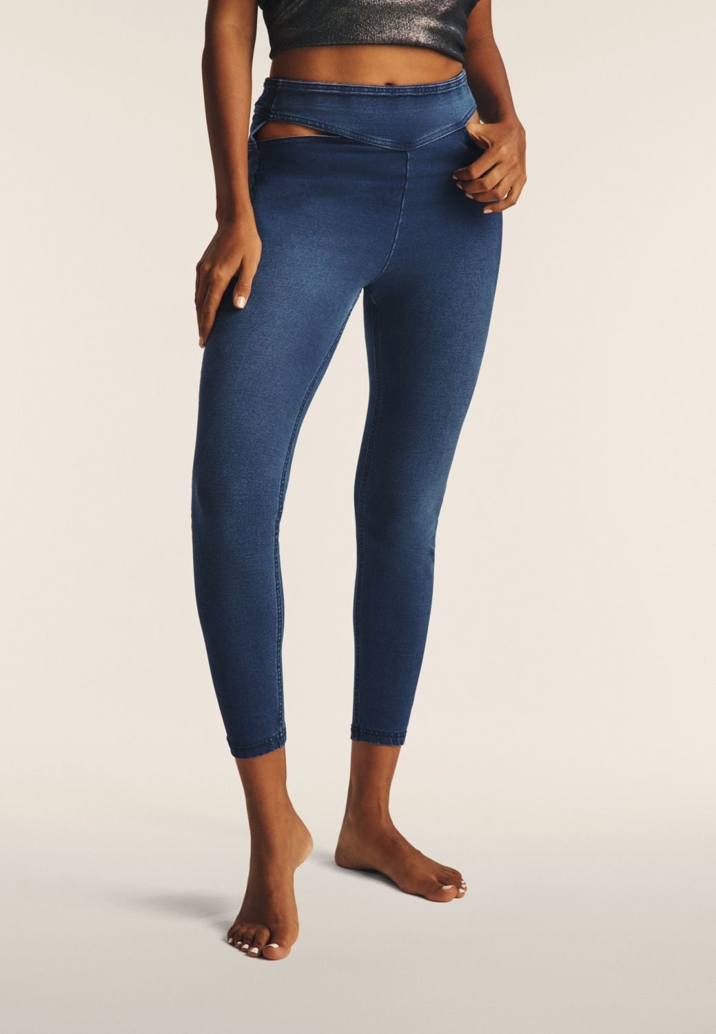 Freddy Jeggings Freddy N.O.W. High Waist Denim 7/8 Cut-Out Detail an der Hüfte Blau