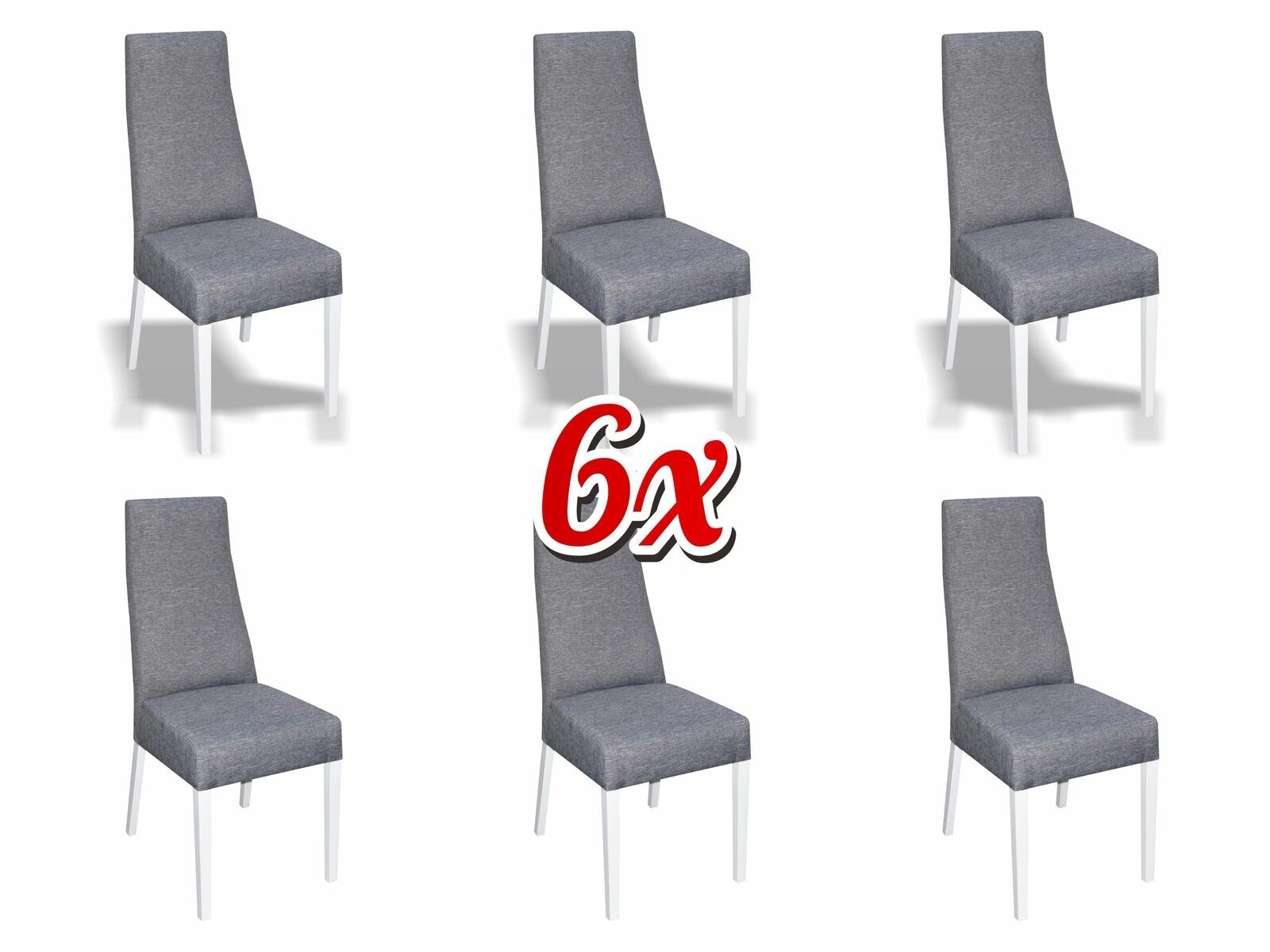 JVmoebel Stuhl, Gruppe Set Wohn Echtes Holz Esszimmer Garnitur Lehn Samt Textil Stuhl 6x Stühle