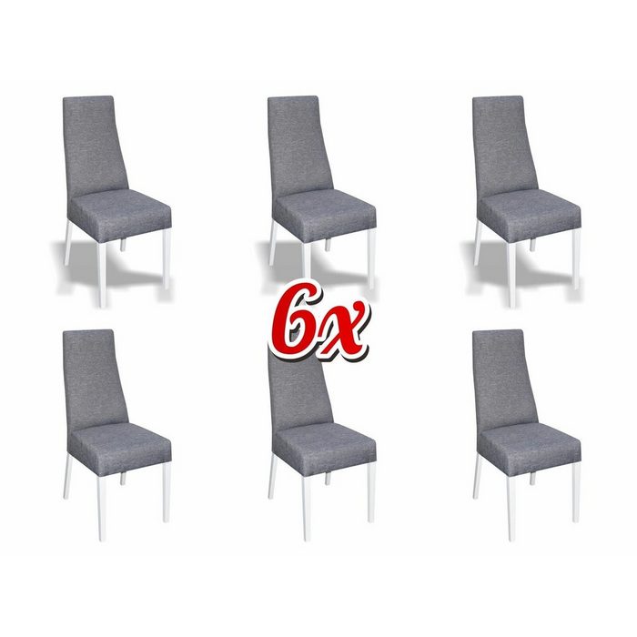 JVmoebel Stuhl Gruppe Set Wohn Echtes Holz Esszimmer Garnitur Lehn Samt Textil Stuhl 6x Stühle