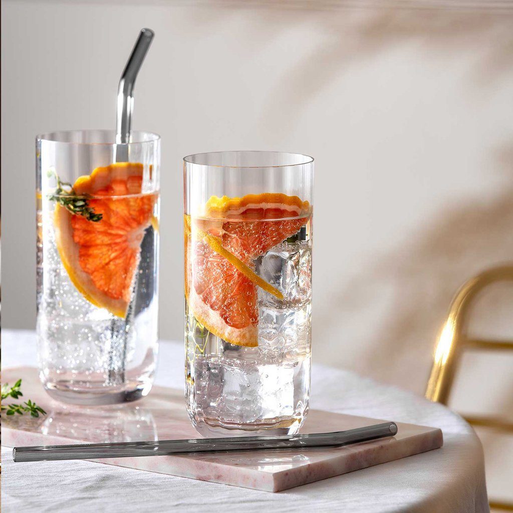 Villeroy & Boch Longdrinkglas Rose Garden Longdrinkbecher, 300 ml, 4 Stück, 4-tlg., Glas, Kristallglas, 4 Stck, spülmaschinenfest
