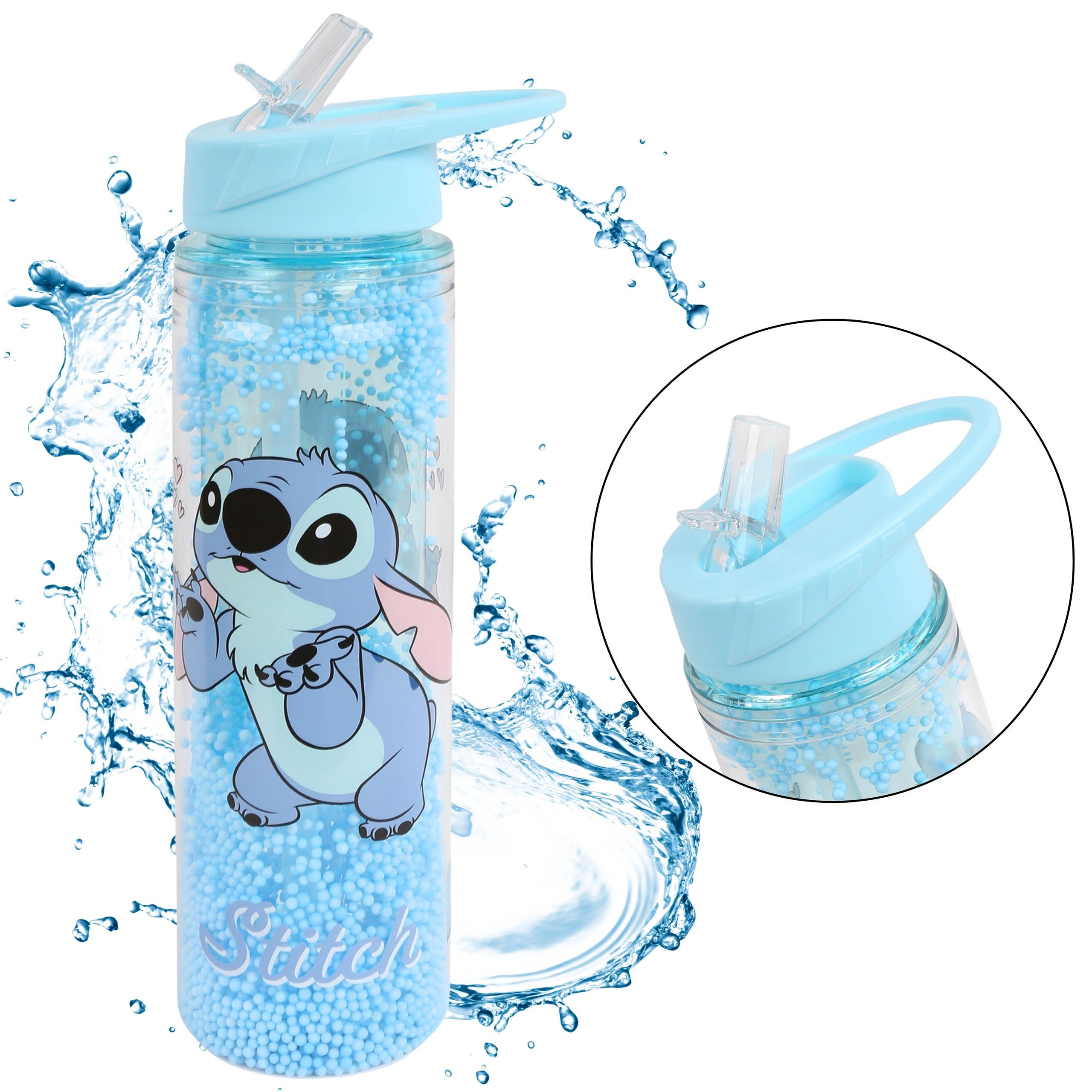 Sarcia.eu Trinkflasche Disney Stitch Durchsichtige Flasche/Strohhalm/Wasserflasche 550ml