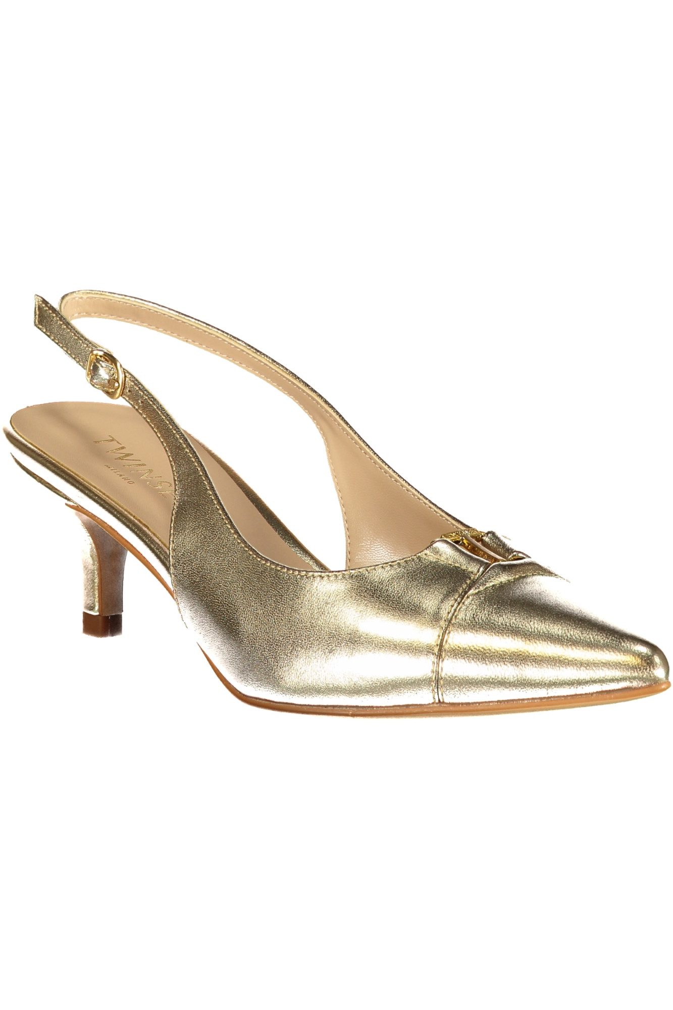 TWINSET Zehentrenner Goldene Slingback-Sandalen für Damen mit