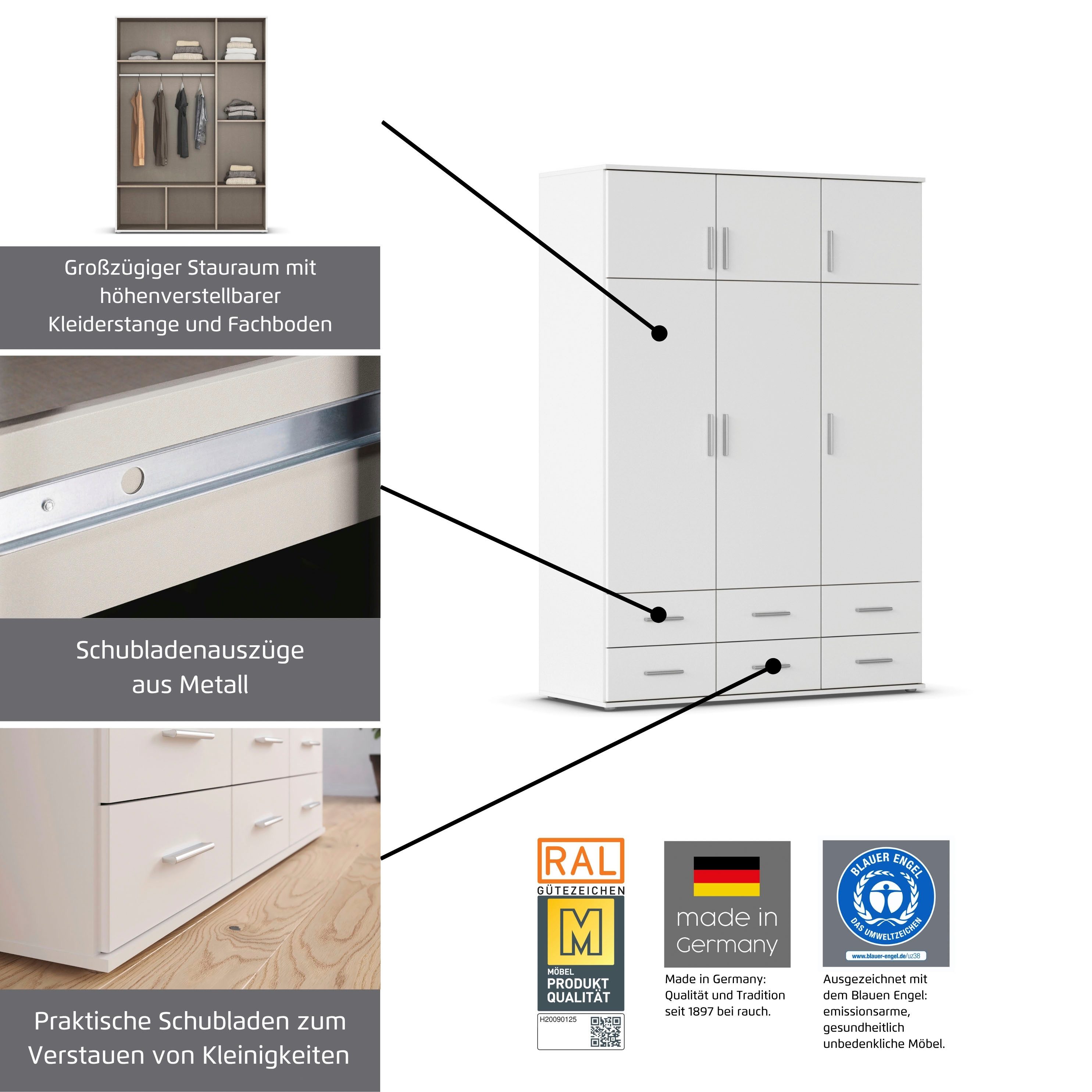 rauch Kleiderschrank Kemi mit Spiegel – Bild 5 von 5