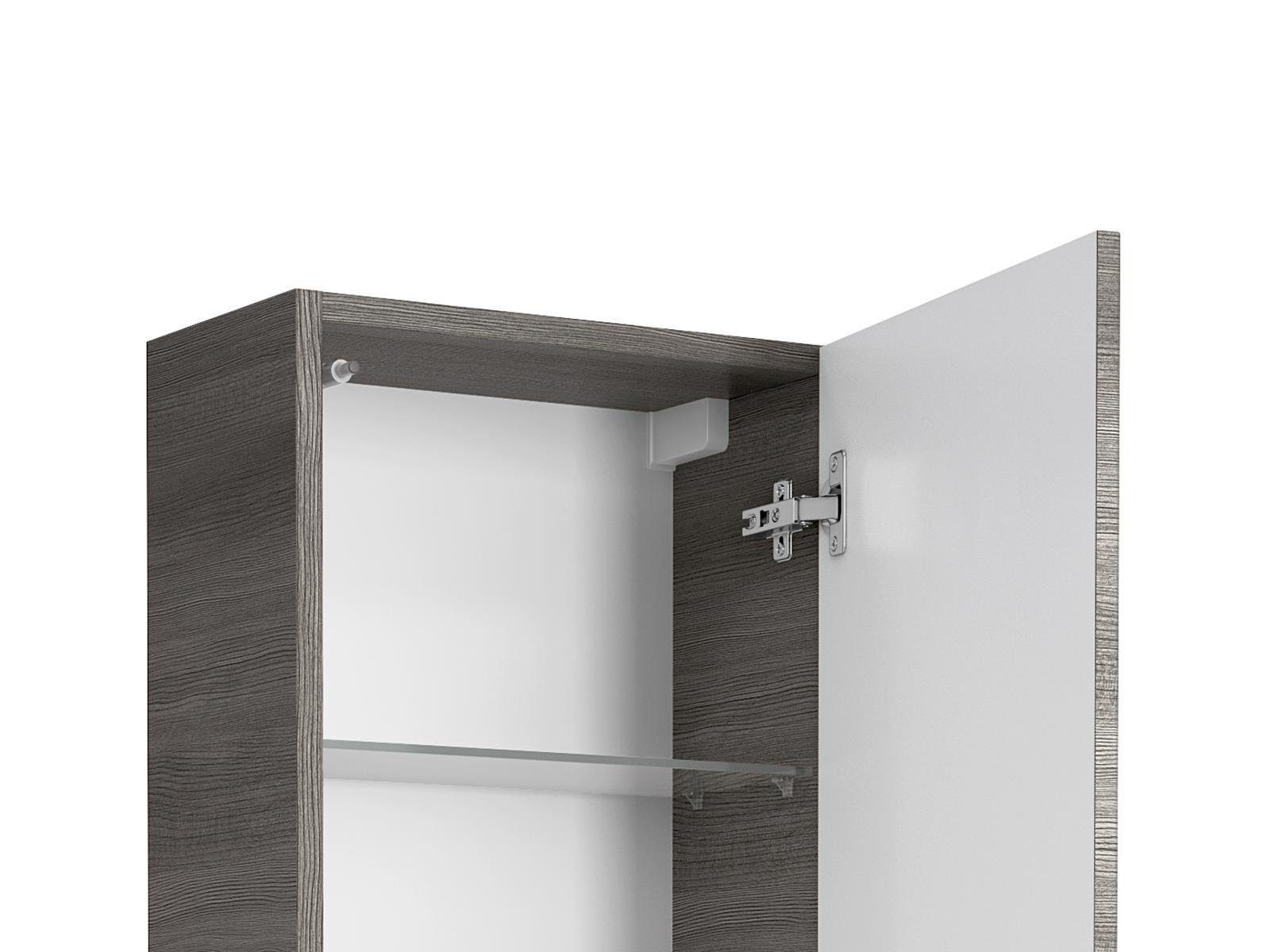 mit Nachbildung Front in melaminharzbeschichtet MDF Korpus 70 1 cm, Hängeschrank Graphit Spanplatte "Carrie quer Drehtür aus Höhe und Breite cm. 2 I" und 20 cm, möbelando 35 Hängeschrank Hängeschrank, aus Tiefe Glaseinlegeböden. Struktur