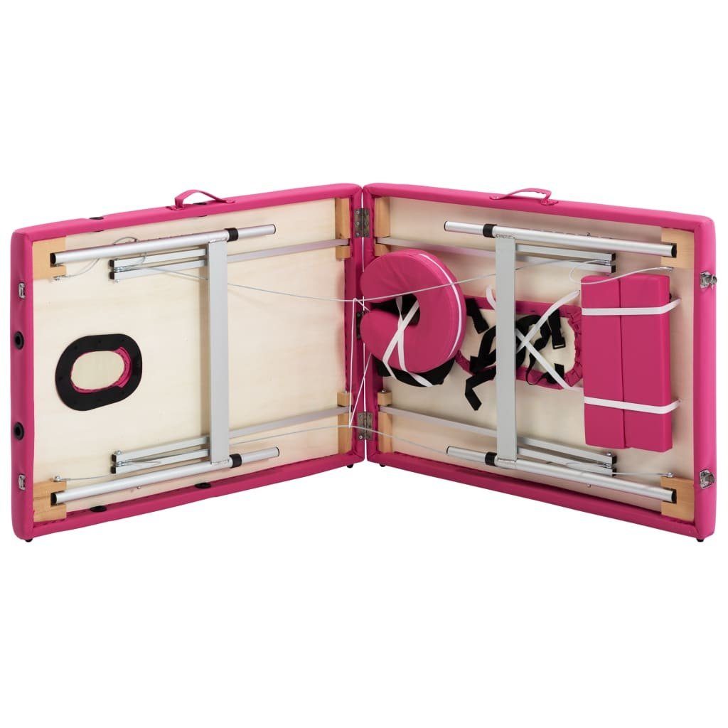 vidaXL Massageliege Massagetisch Klappbar Rosa Aluminium 2 Zonen