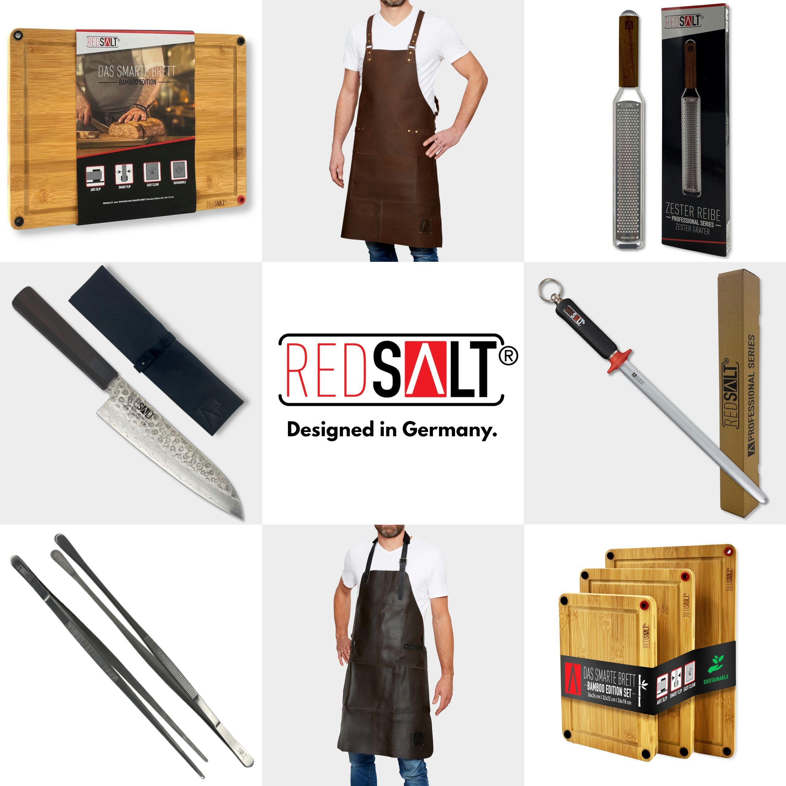 REDSALT® Grillschürze Lederschürze Fronttasche, mit Büffel 100% nachhaltig, Leder, braun strapazierfähig