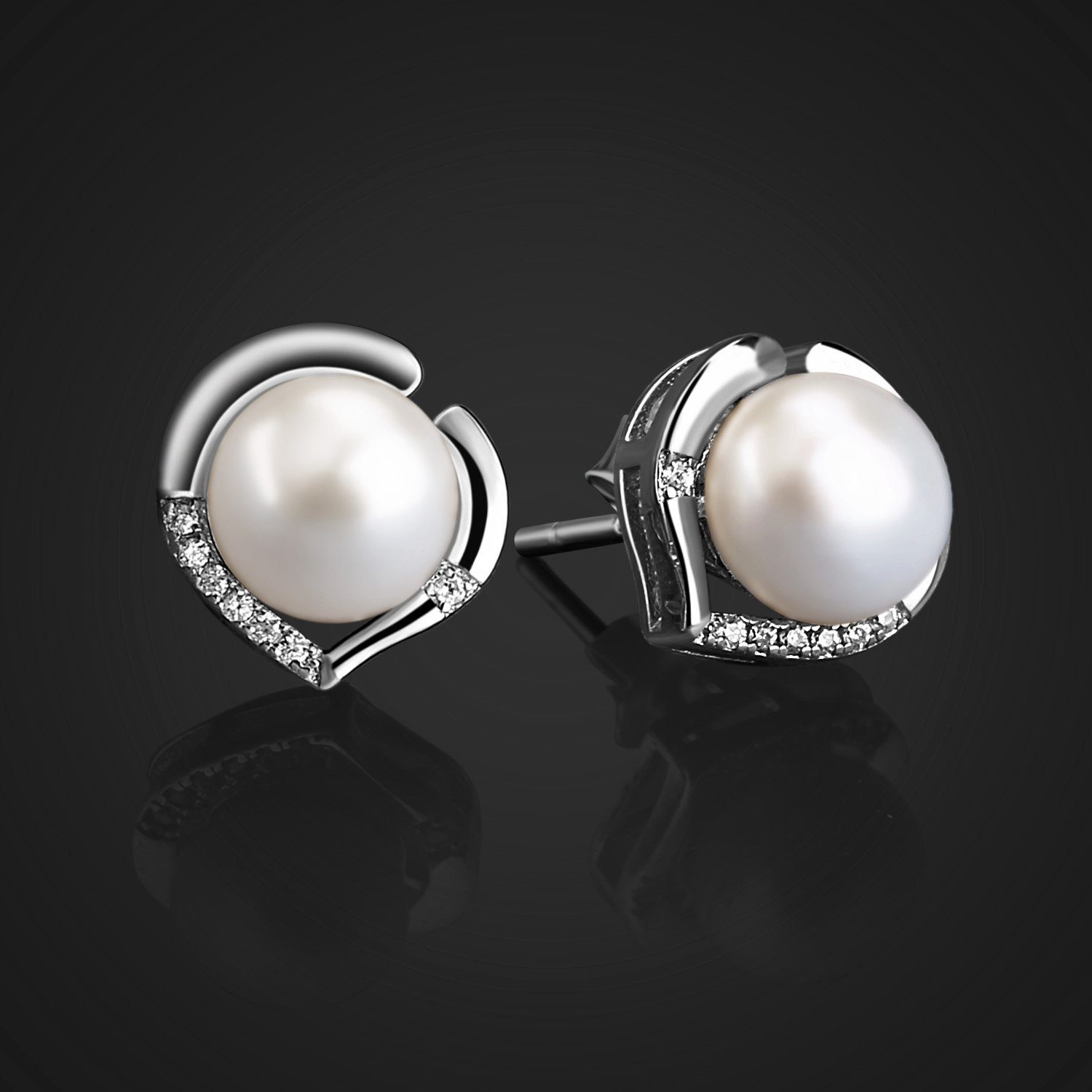 aus Mode Paar Perle Sterling Silber POCHUMIDUU Herz Ohrhänger Süßwasser Frauen für Sterlingsilber Silberschmuck 925er 925 Ohrringe,