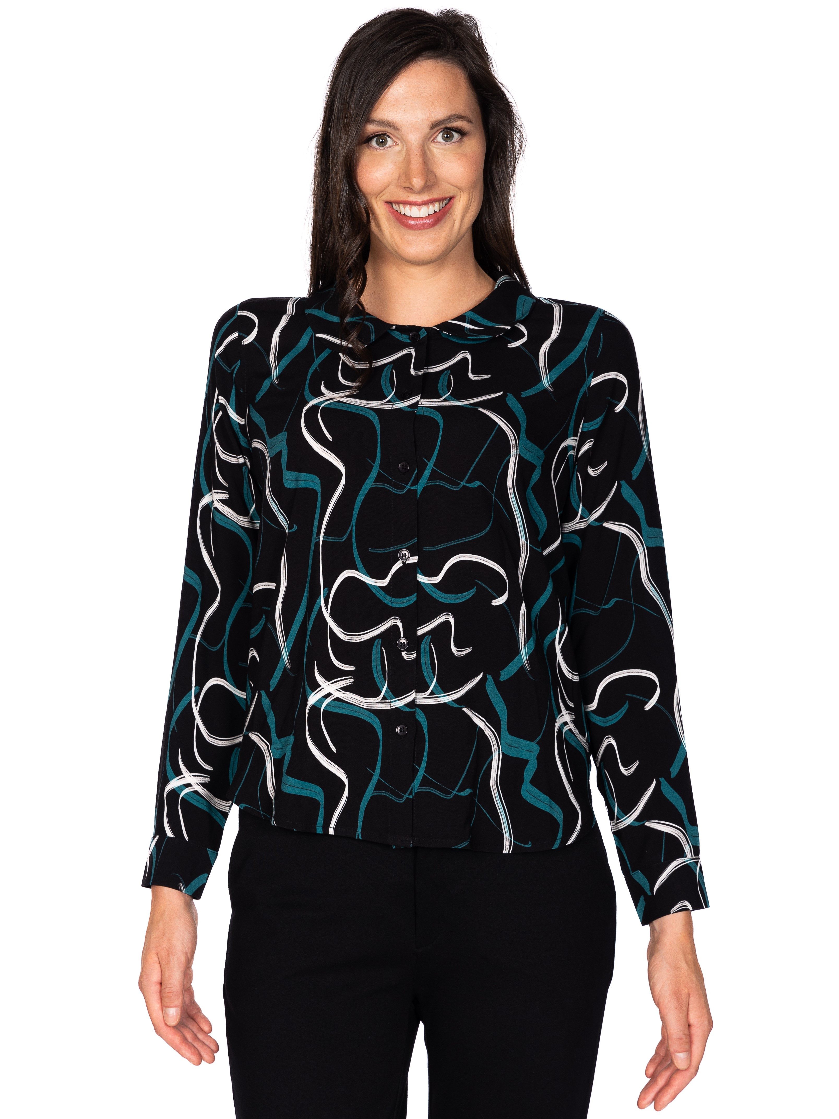 einfach Schön Langarmbluse Josina schwarze Lagune