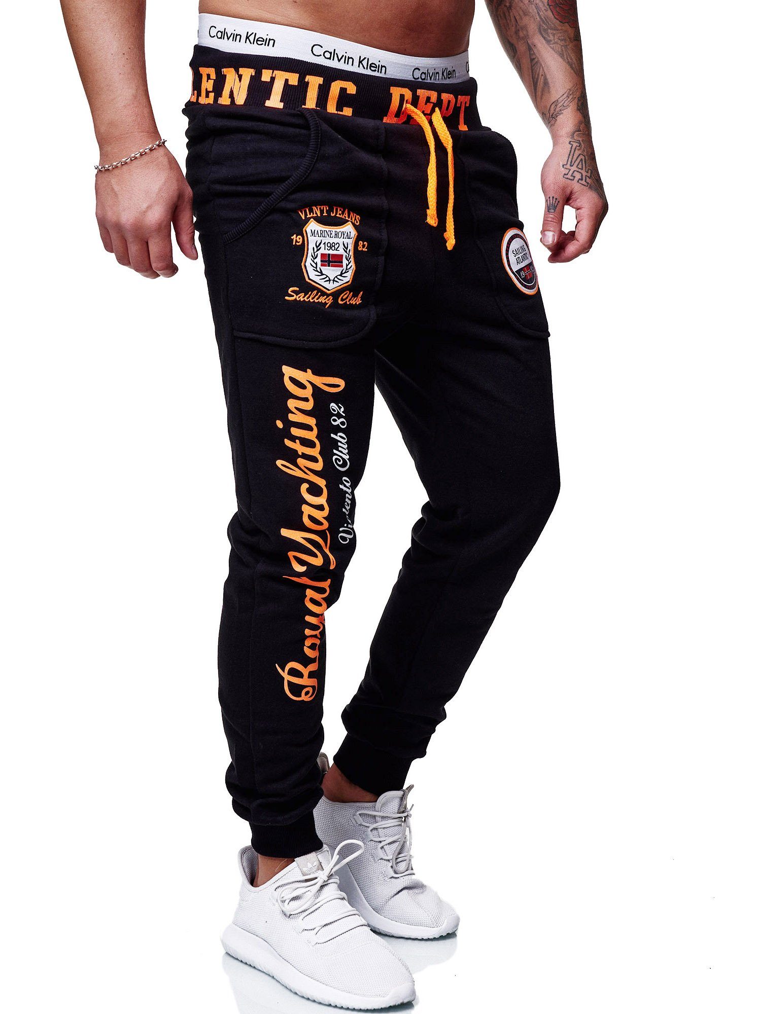 OneRedox Jogginghose JG-601C (Sporthose Trainingshose Fitness Freizeit Casual Schwarz-orange Sweatpants, 1-tlg)