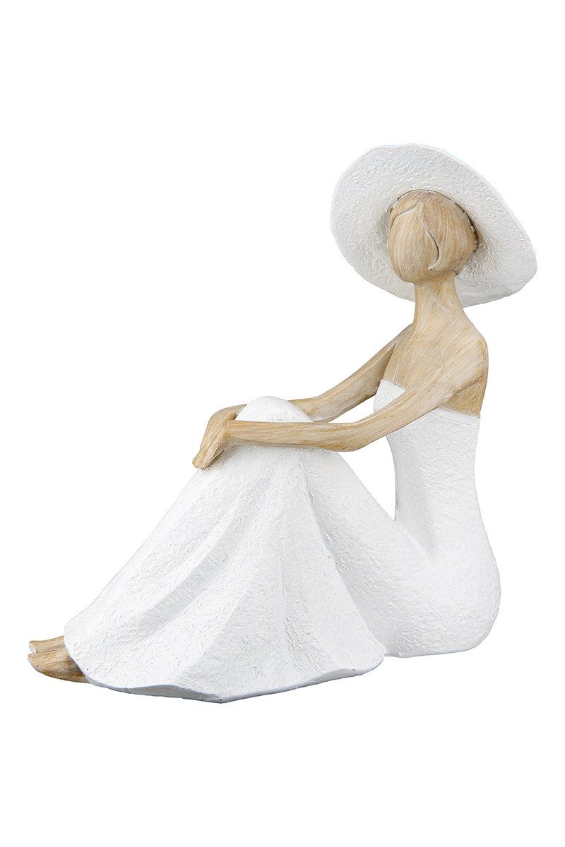 MF Dekofigur Dekofigur Leandra Frau Mit Hut Weiß Holzoptik 17 cm (1 St) günstig online kaufen
