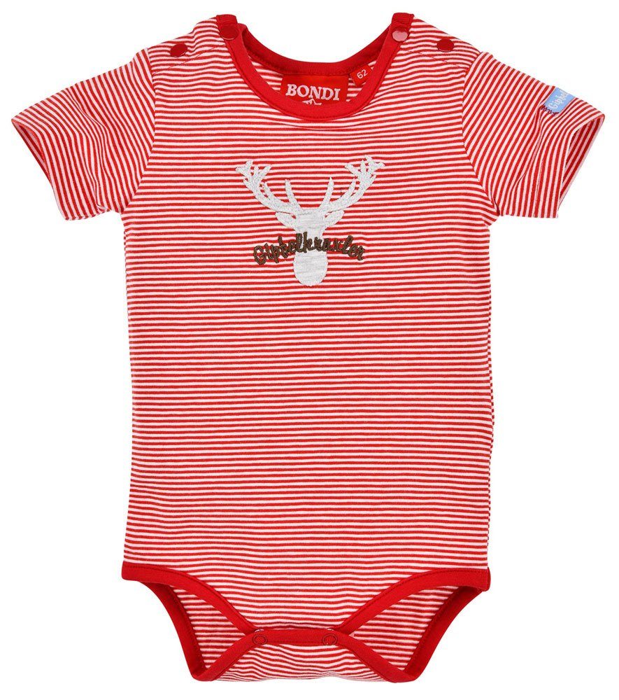 Body Baby Body Unterziehbody "Hirsch" 91379, Rot-Weiß Gestreift Trachtenmode