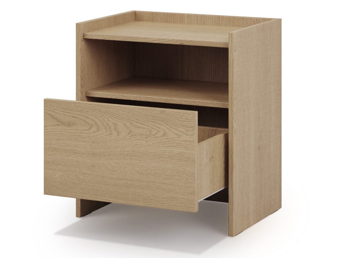 Beautysofa Nachttisch JUNI mit Schublade (Offene Ablagefläche, im Japandi-Stil)