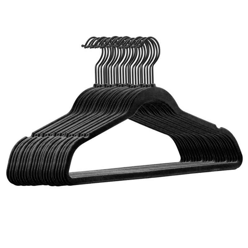 StickandShine Kleiderbügel 25 Stück Samt Kleiderbügel mit Schwarzem Haken in verschiedenen Farben zur Wahl (25er Set)