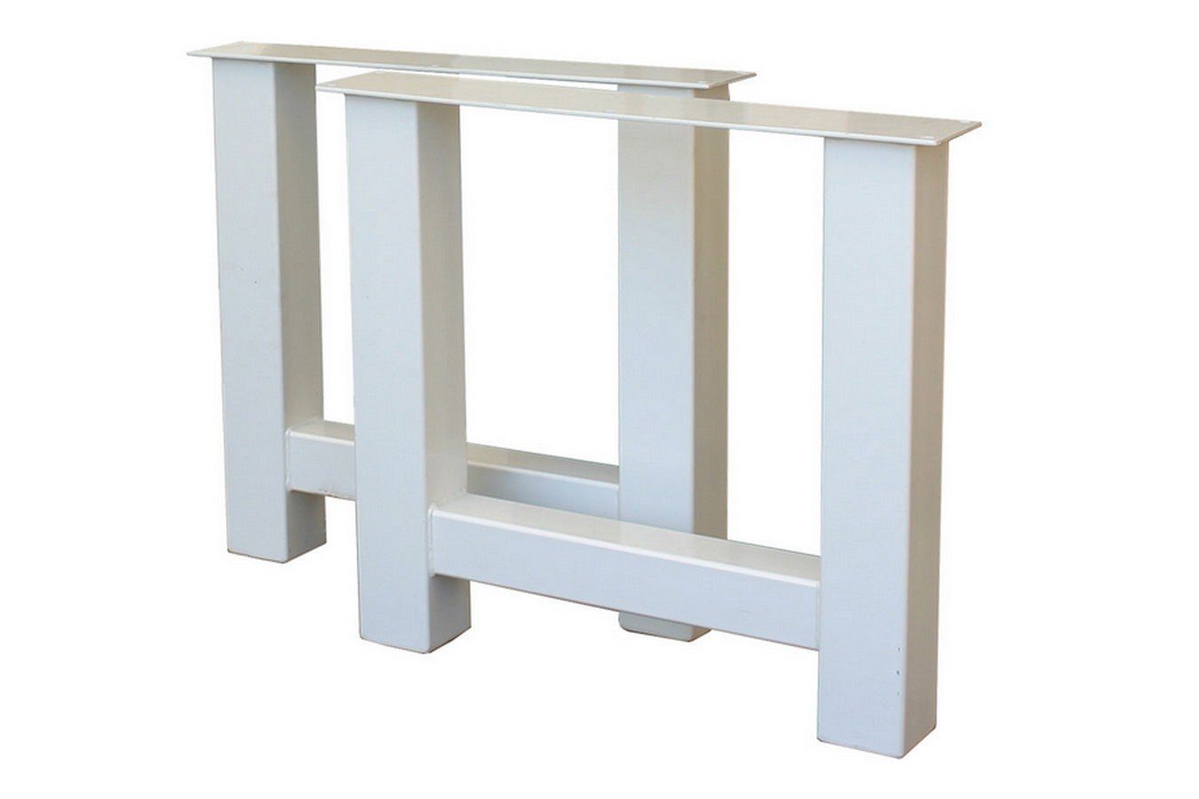 Tischhelden Tischbein Tischbeine H-Gestell Stahl weiß 2-er Set