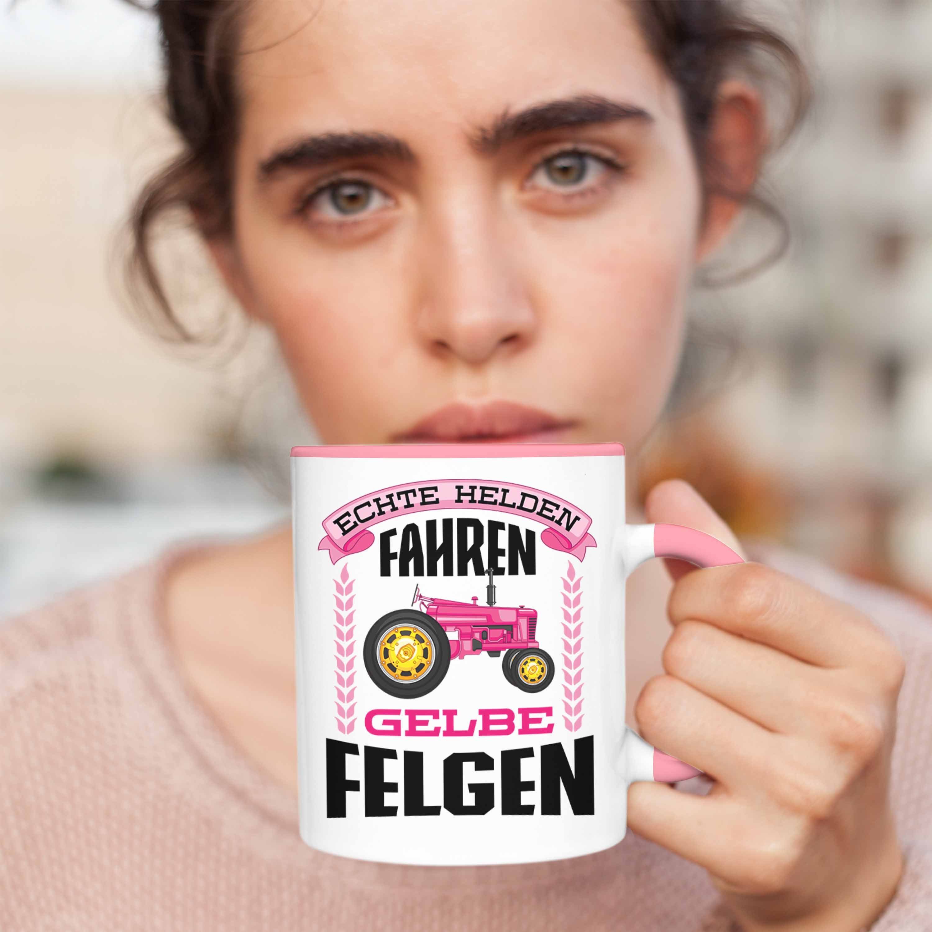 Felgen Geschenke Tasse Traktor Spruch Landwirtschaft Trendation Kaffeetasse Geschenk - Männer Echte Frau Trendation Spruch Tasse für Landwirtin Rosa