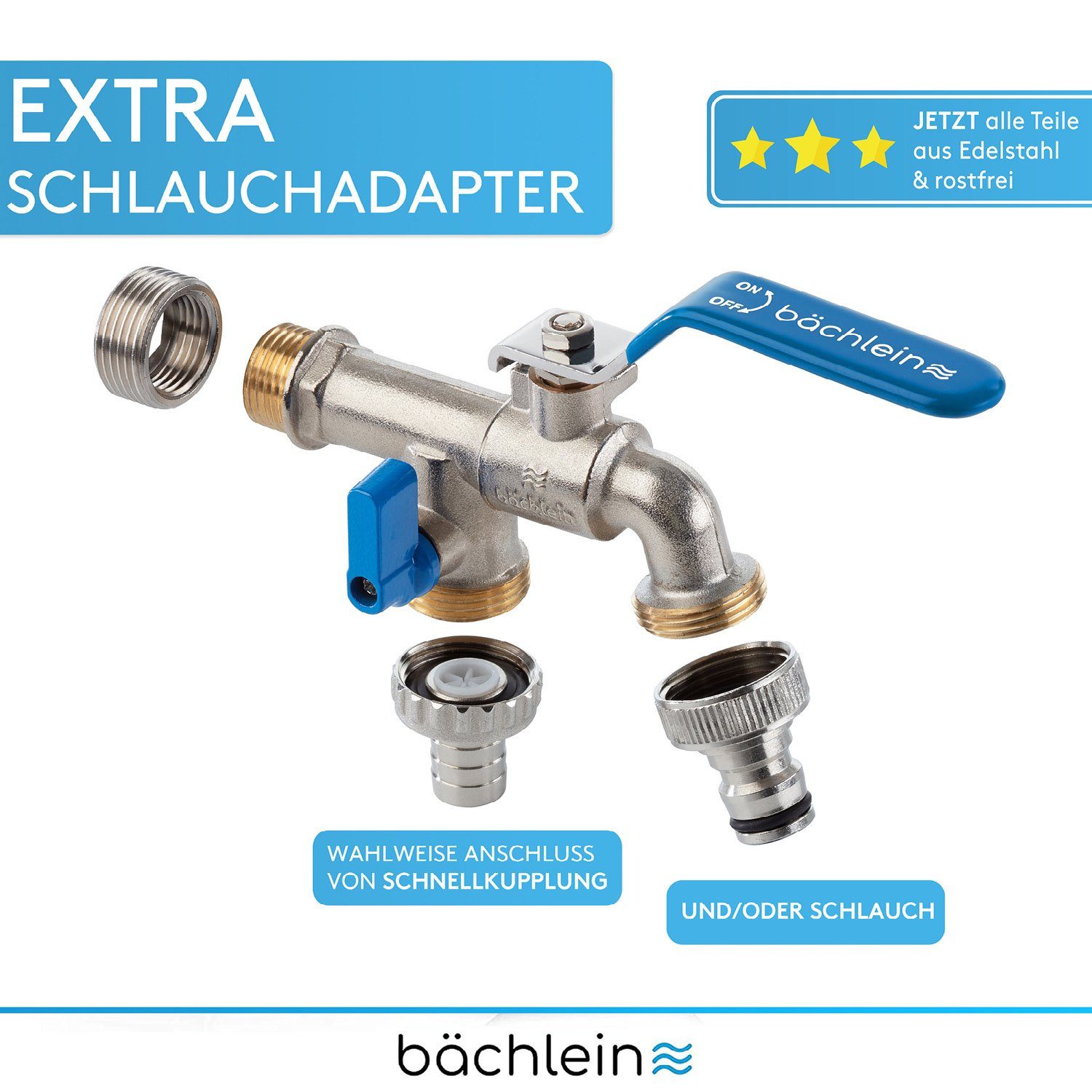 Bächlein Auslaufventil Doppel-Wasserhahn für den Garten – Bild 3 von 5