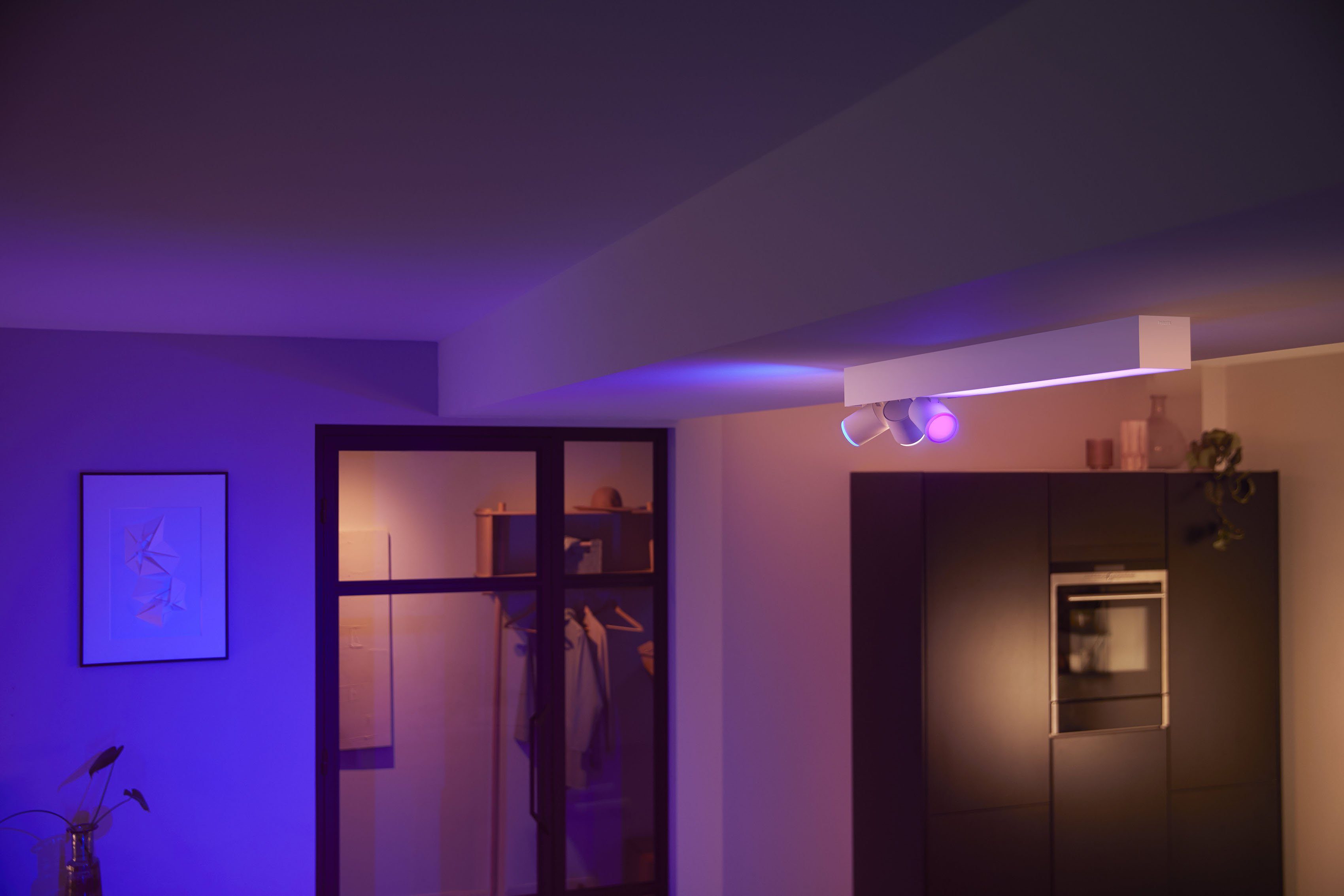 Philips Hue LED Deckenspot Centris, wechselbar, Lampeneinstellungen Farbwechsler, Lampen der App, LED einzeln anpassbar mit Individ. Hue
