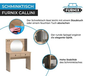 Furnix Schminktisch CALLINI Frisiertisch mit Rundspiegel und Schubladen Artisan, B100 x H133 x T40,5 cm, dekorative Leisten, hochwertig, made in Europe