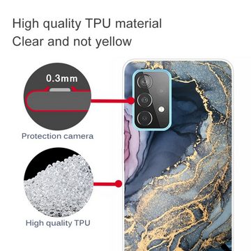 Wigento Handyhülle Für Samsung Galaxy A32 5G Silikon Case TPU Marble Abstract Gold Schutz Muster Tasche Hülle Cover Etuis Zubehör